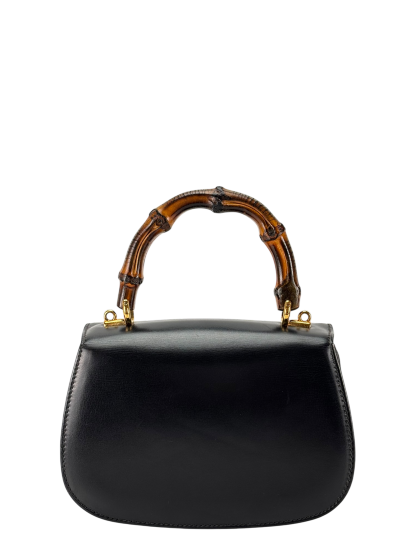 GUCCI - Black Box Leather 2way Smalll leather Bamboo Handbag 