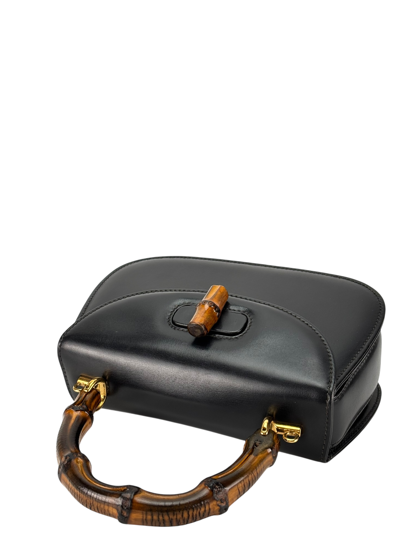 GUCCI - Black Box Leather 2way Smalll leather Bamboo Handbag