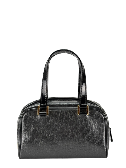 CHRISTIAN DIOR - Black Patent Leather Small Trotteur Embossed Boston Bag