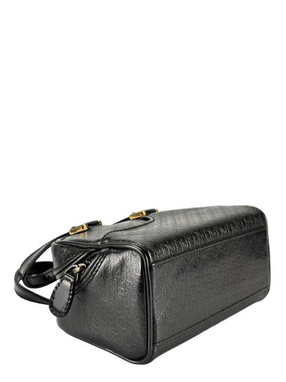 CHRISTIAN DIOR - Black Patent Leather Small Trotteur Embossed Boston Bag