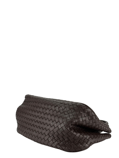 BOTTEGA VENETA - Ebano Dark Brown Lambskin Intrecciato Satchel Handbag Tote Bag 
