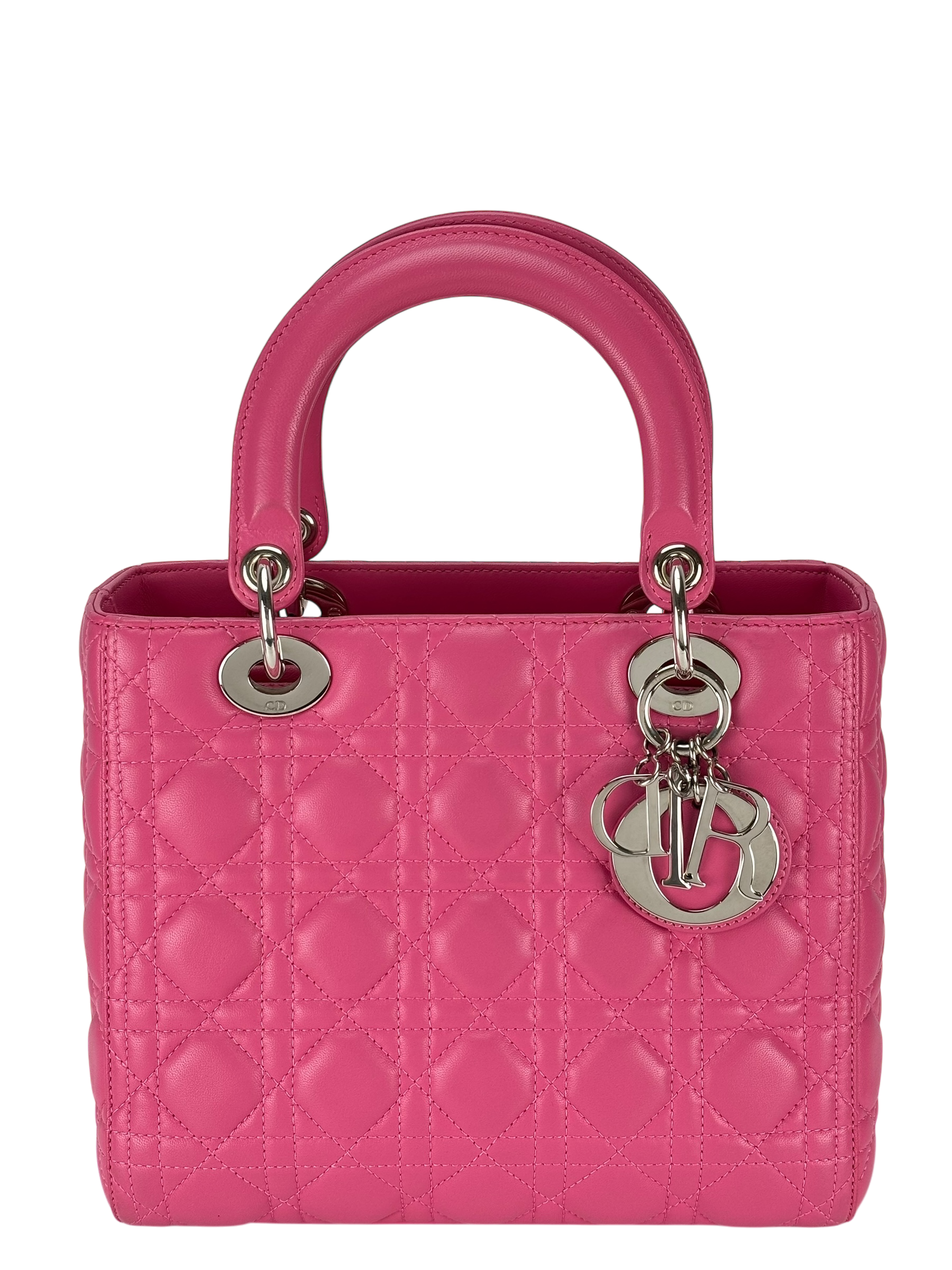 CHRISTIAN DIOR -  Pink Lambskin 2way Lady Dior Bag