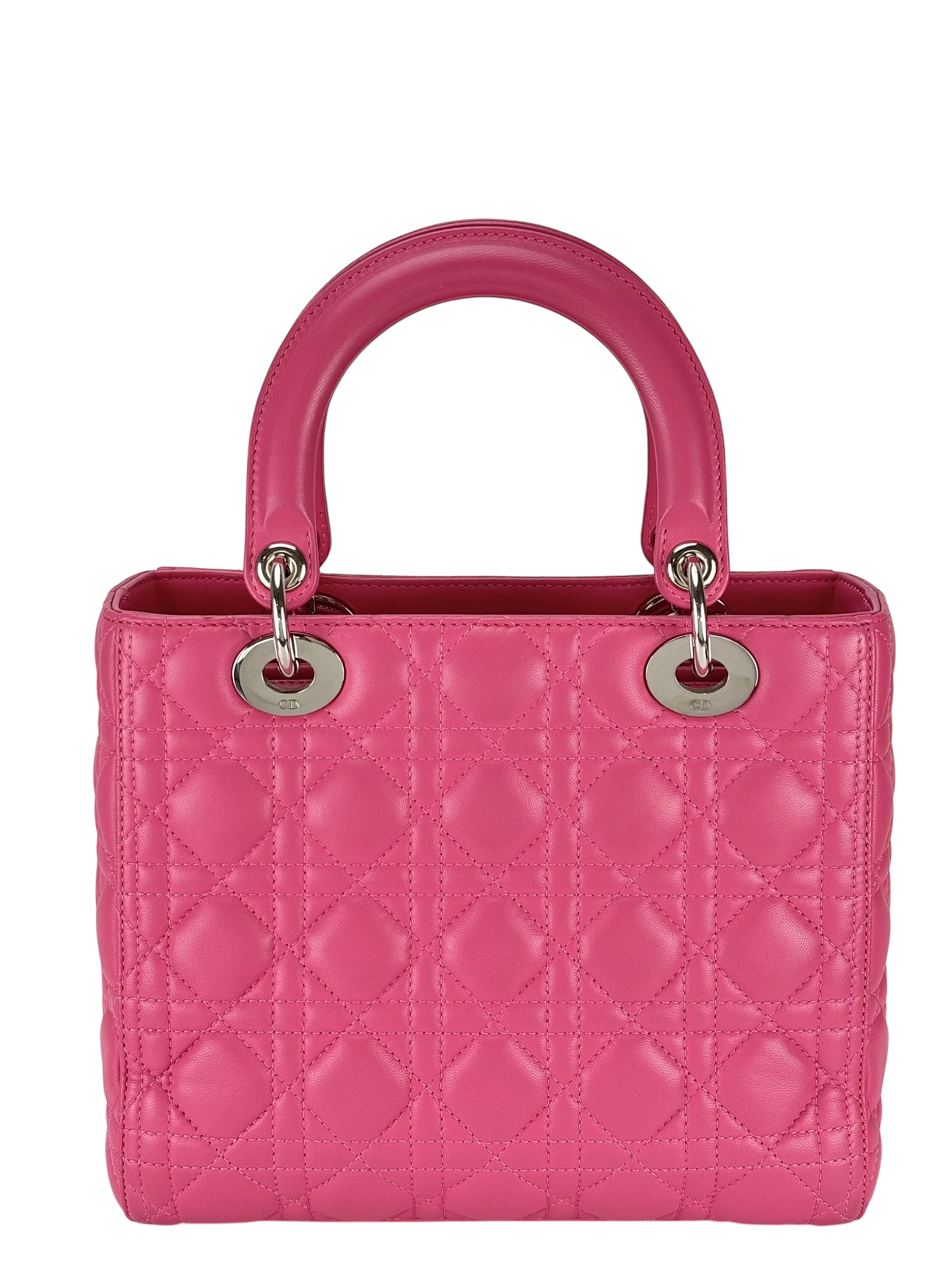 CHRISTIAN DIOR -  Pink Lambskin 2way Lady Dior Bag