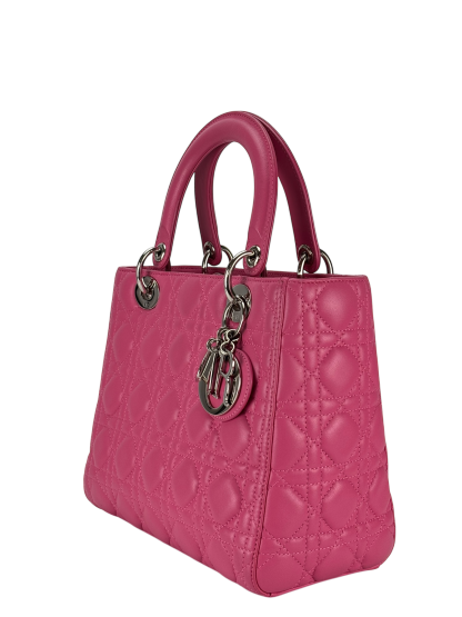 CHRISTIAN DIOR -  Pink Lambskin 2way Lady Dior Bag
