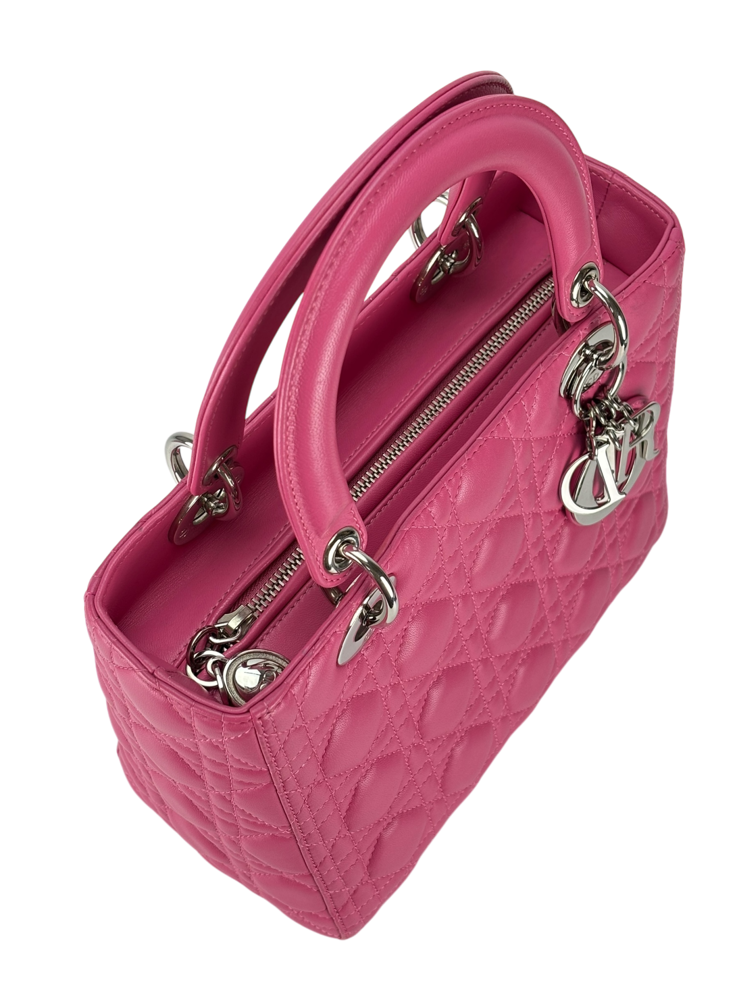 CHRISTIAN DIOR -  Pink Lambskin 2way Lady Dior Bag