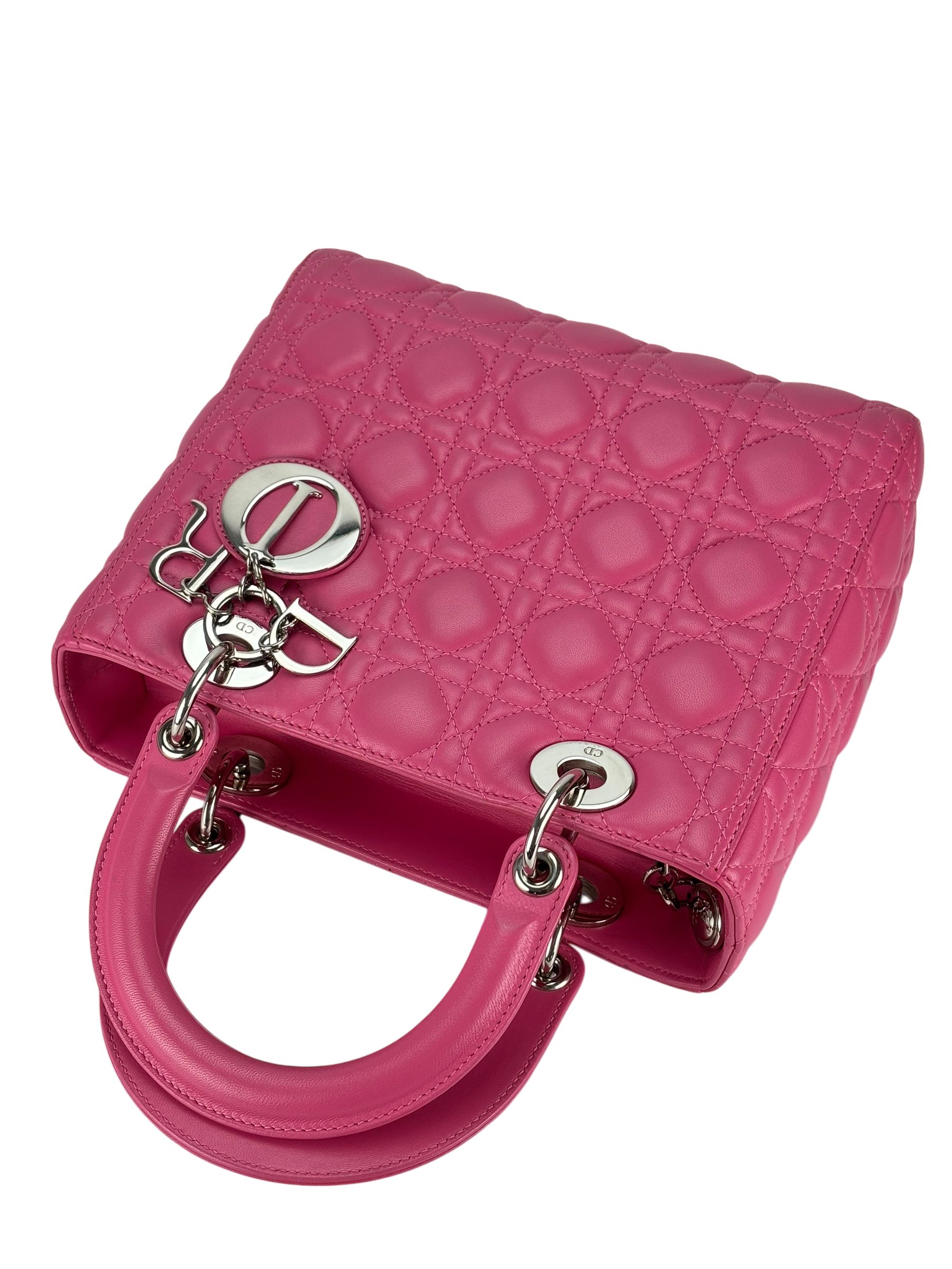 CHRISTIAN DIOR -  Pink Lambskin 2way Lady Dior Bag