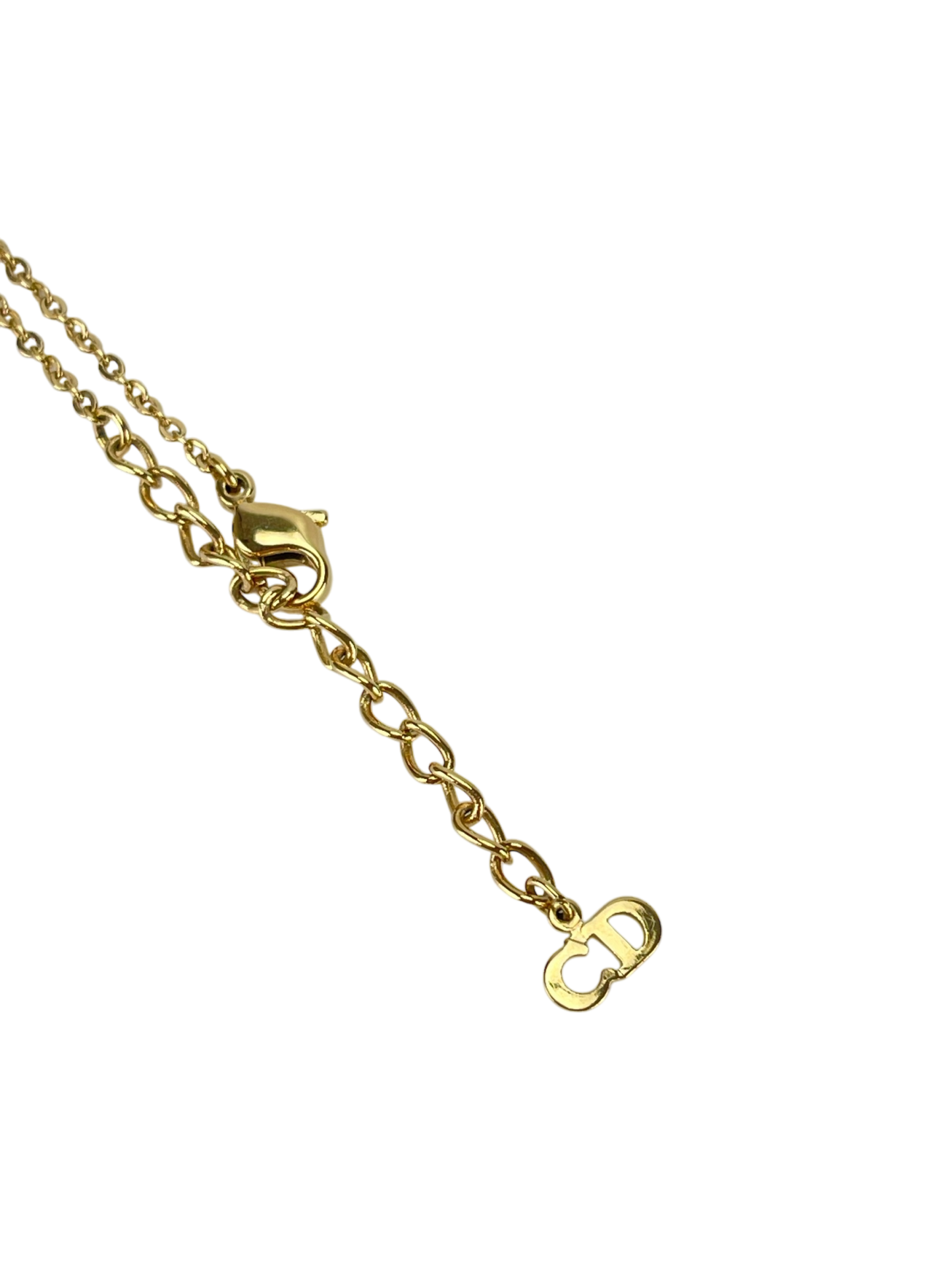 CHRISTIAN DIOR - Gold Crystal Heart Long Necklace