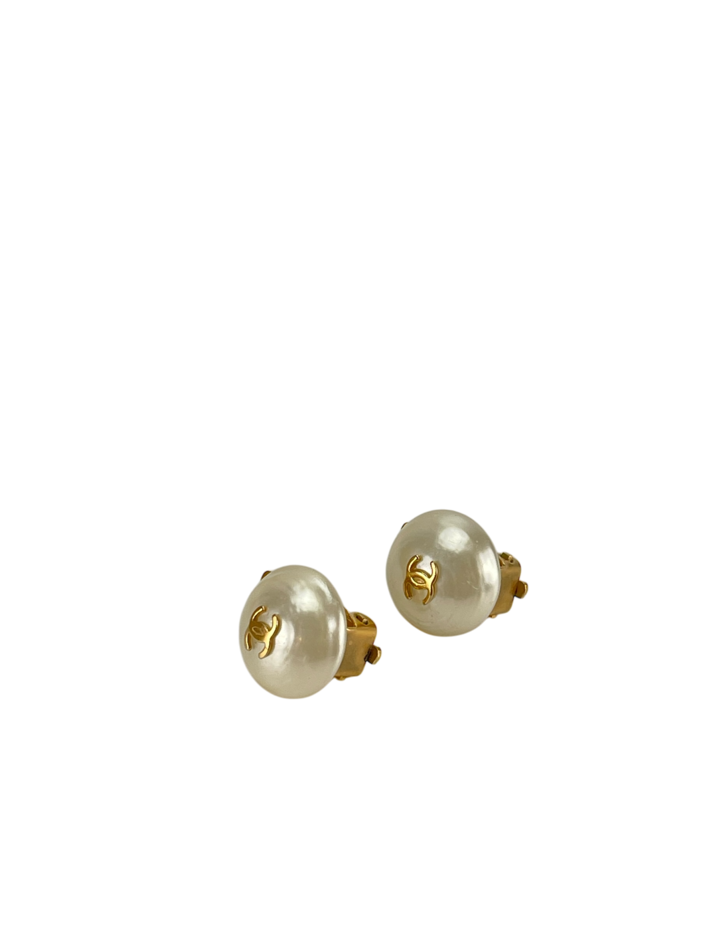 CHANEL - 96P Gold Coco Mark Pearl Earrings