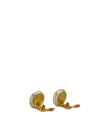 CHANEL - 96P Gold Coco Mark Pearl Earrings