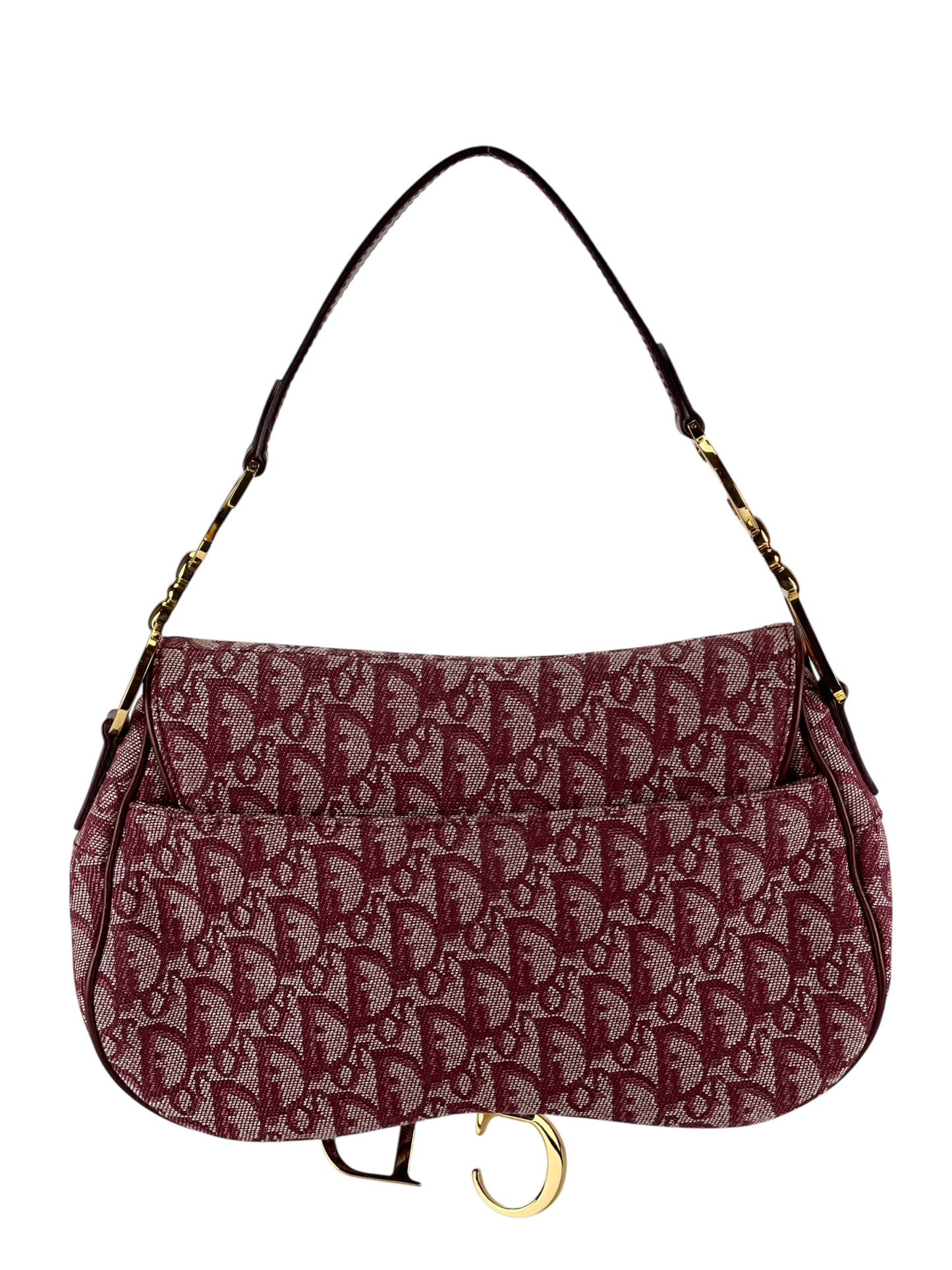 CHRISTIAN DIOR - Red Canvas Trotter Double Saddle Bag Handbag