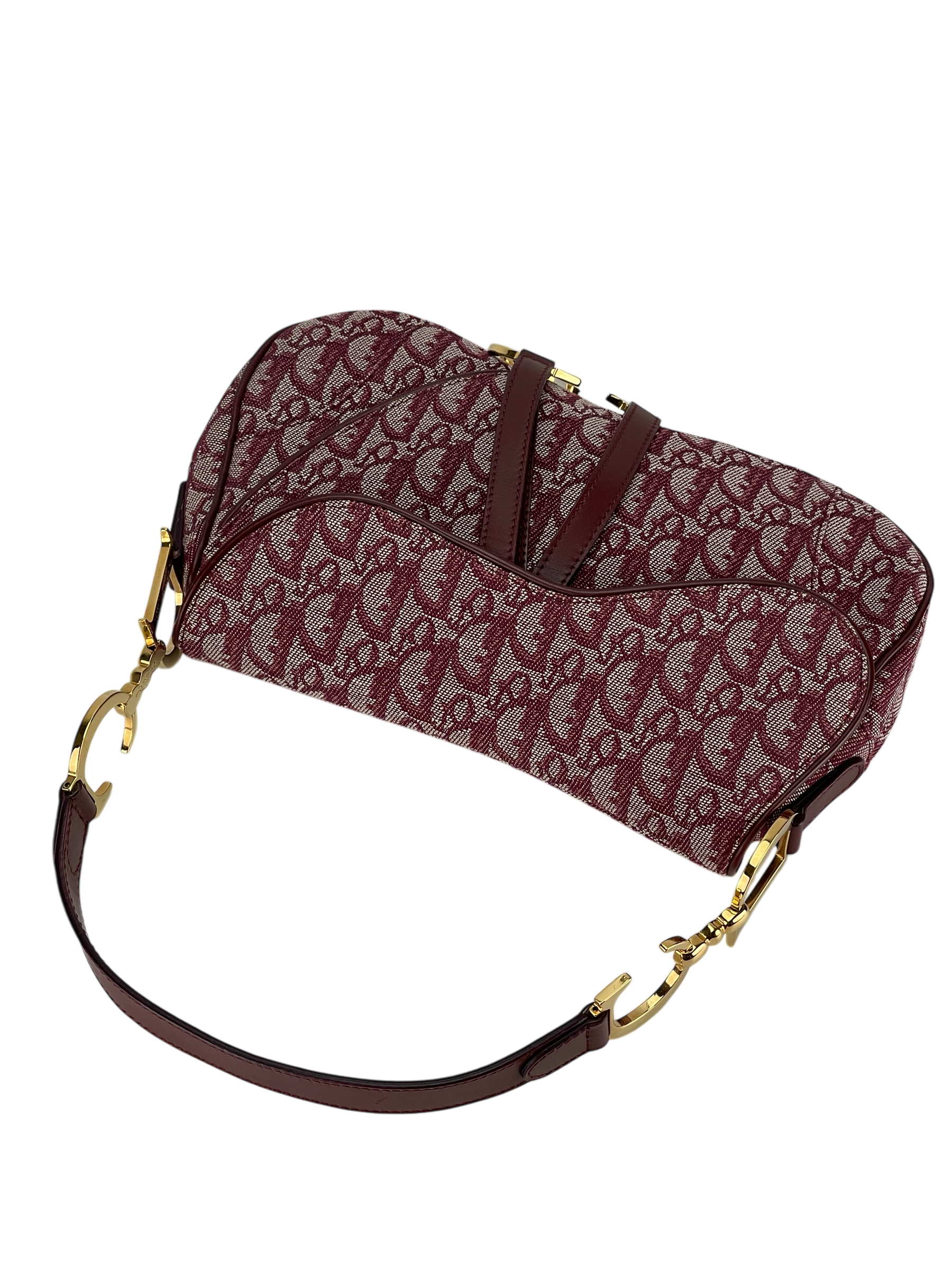 CHRISTIAN DIOR - Red Canvas Trotter Double Saddle Bag Handbag