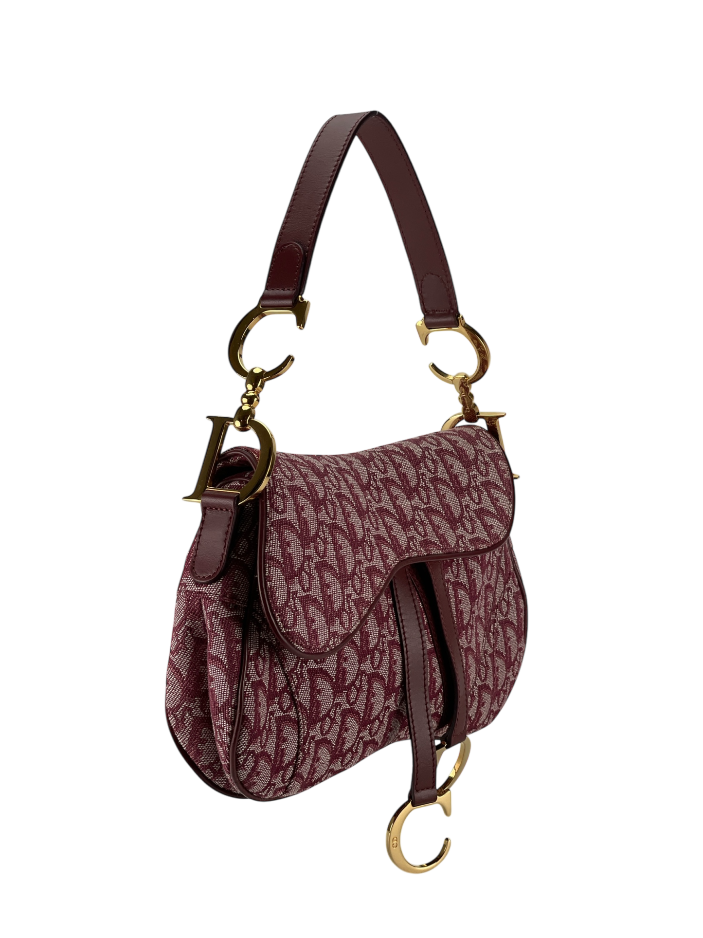 CHRISTIAN DIOR - Red Canvas Trotter Double Saddle Bag Handbag