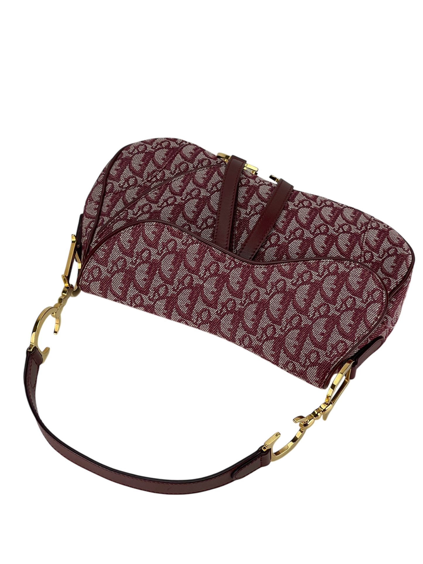 CHRISTIAN DIOR - Red Canvas Trotter Double Saddle Bag Handbag