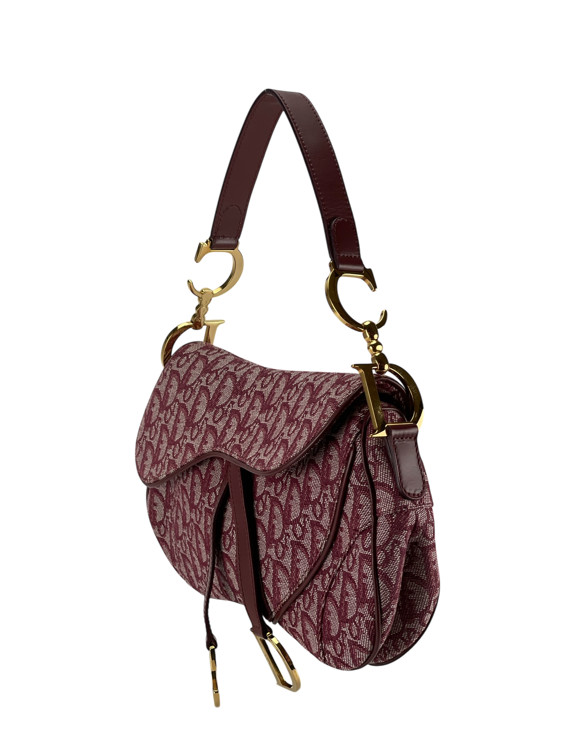 CHRISTIAN DIOR - Red Canvas Trotter Double Saddle Bag Handbag