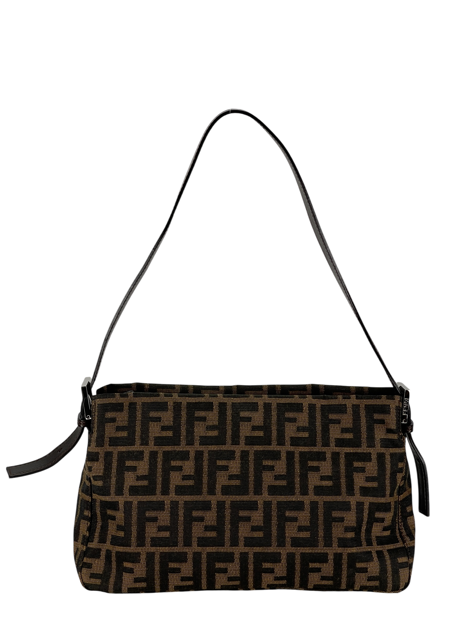 FENDI - Brown Zucca Pattern Shoulder Bag Handbag Sliver Hardware