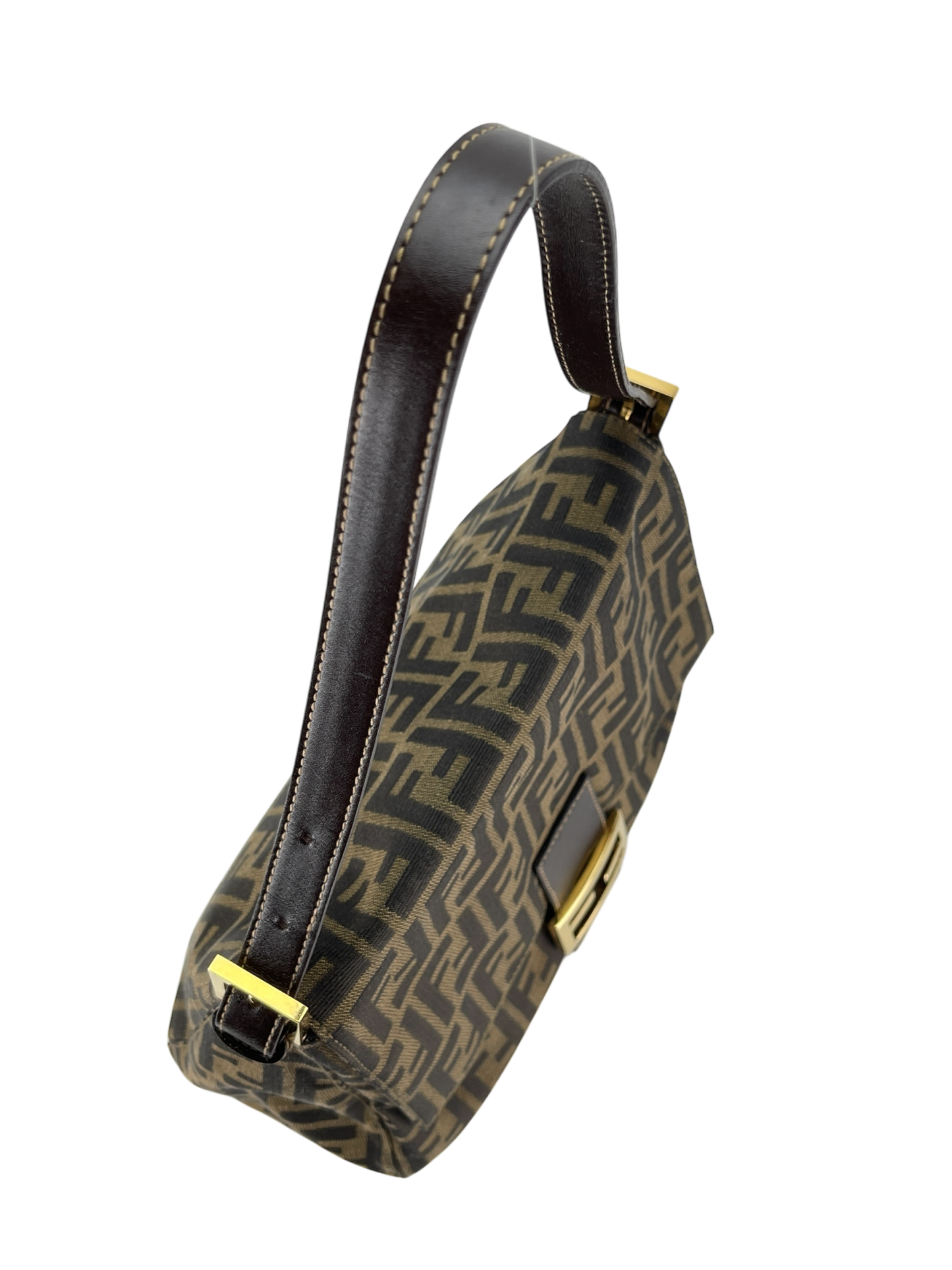 FENDI - Brown Zucca Mamma Baguette Handbag Gold Hardware