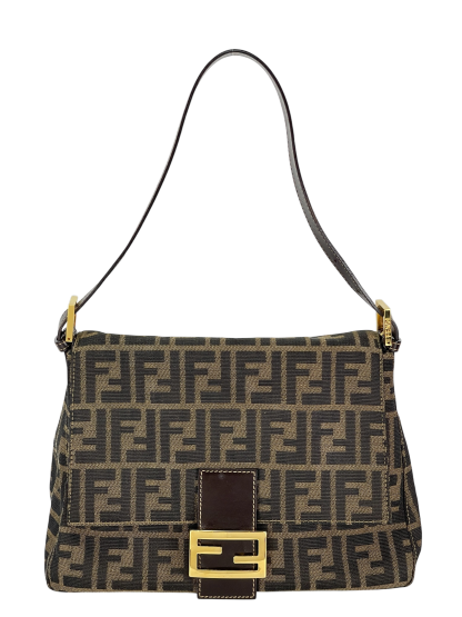 FENDI - Brown Zucca Mamma Baguette Handbag Gold Hardware