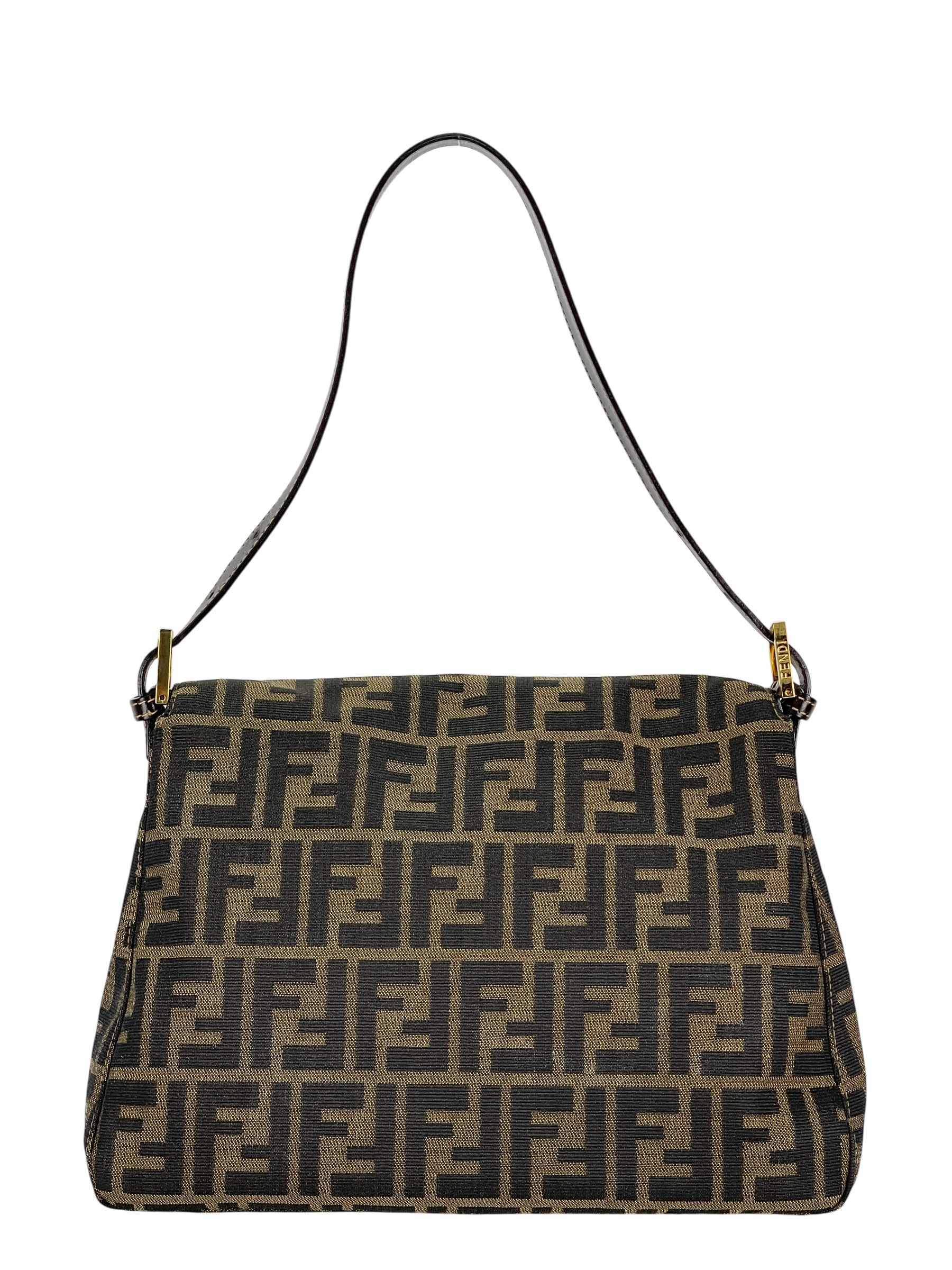FENDI - Brown Zucca Mamma Baguette Handbag Gold Hardware