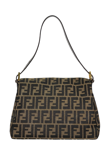 FENDI - Brown Zucca Mamma Baguette Handbag Gold Hardware