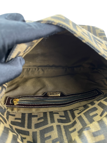 FENDI - Brown Zucca Mamma Baguette Handbag Gold Hardware