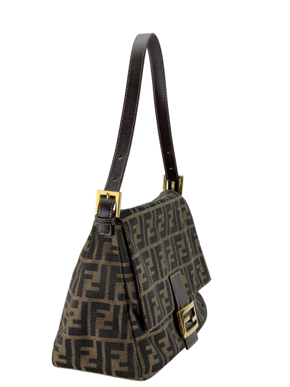 FENDI - Brown Zucca Mamma Baguette Handbag Gold Hardware
