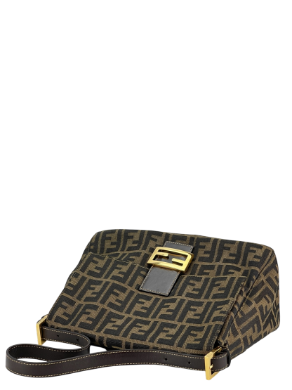 FENDI - Brown Zucca Mamma Baguette Handbag Gold Hardware