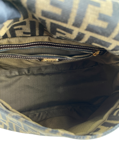 FENDI - Brown Zucca Mamma Baguette Handbag Gold Hardware