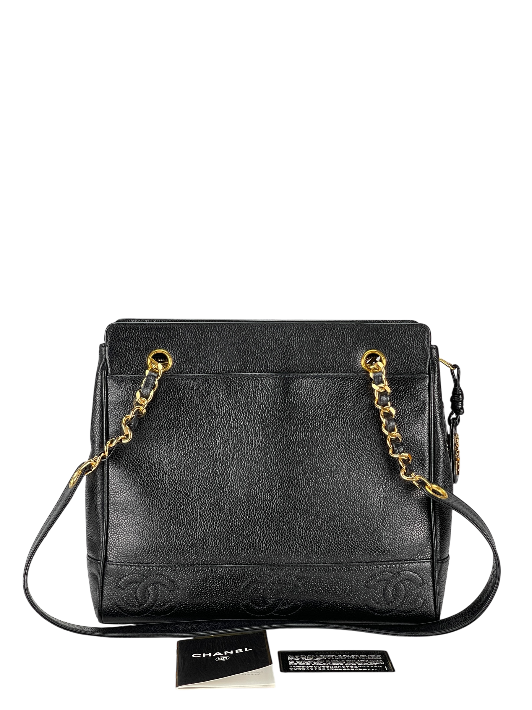 CHANEL - Black Caviar Leather Triple CC Shoulder Bag