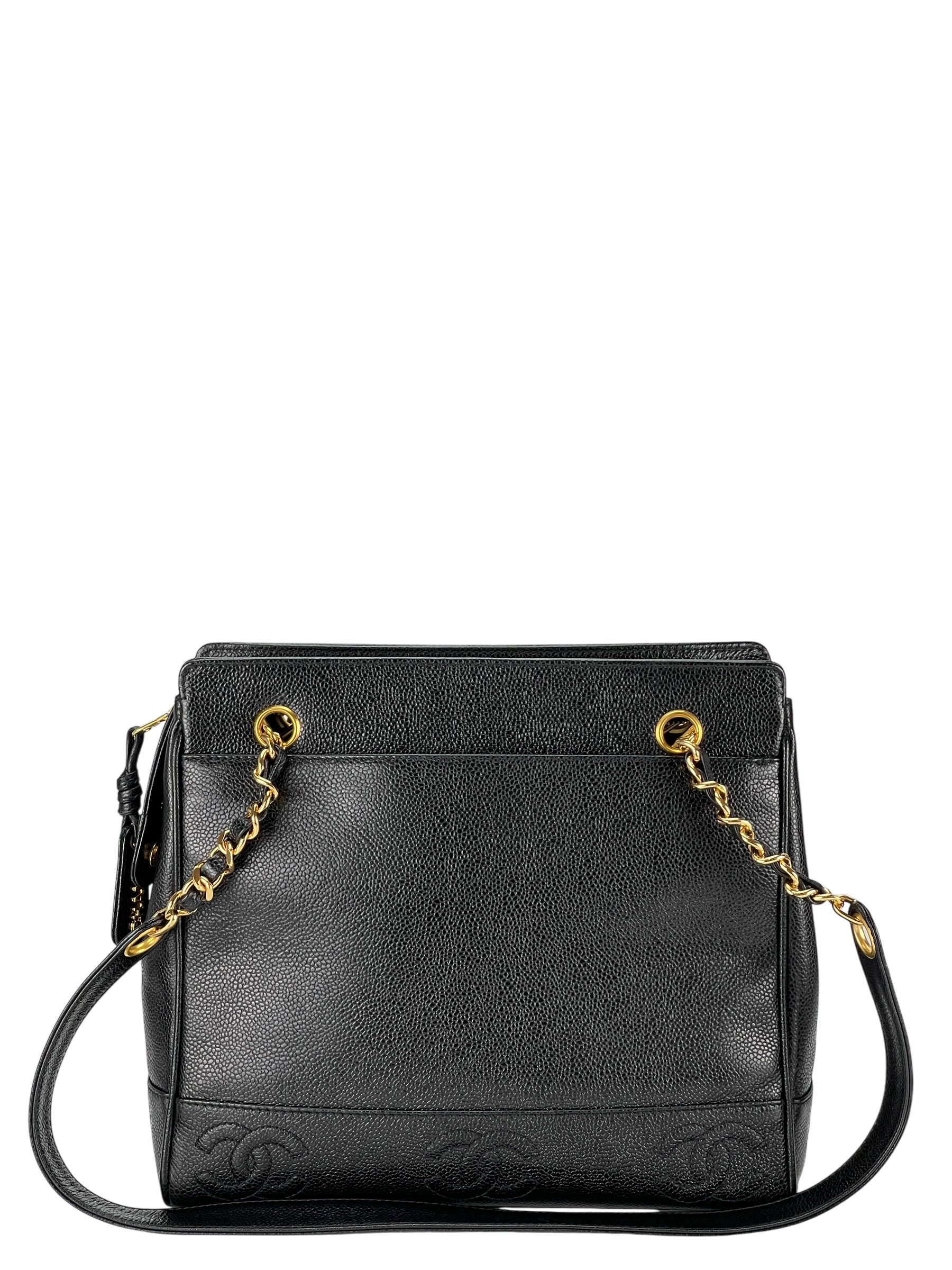 CHANEL - Black Caviar Leather Triple CC Shoulder Bag