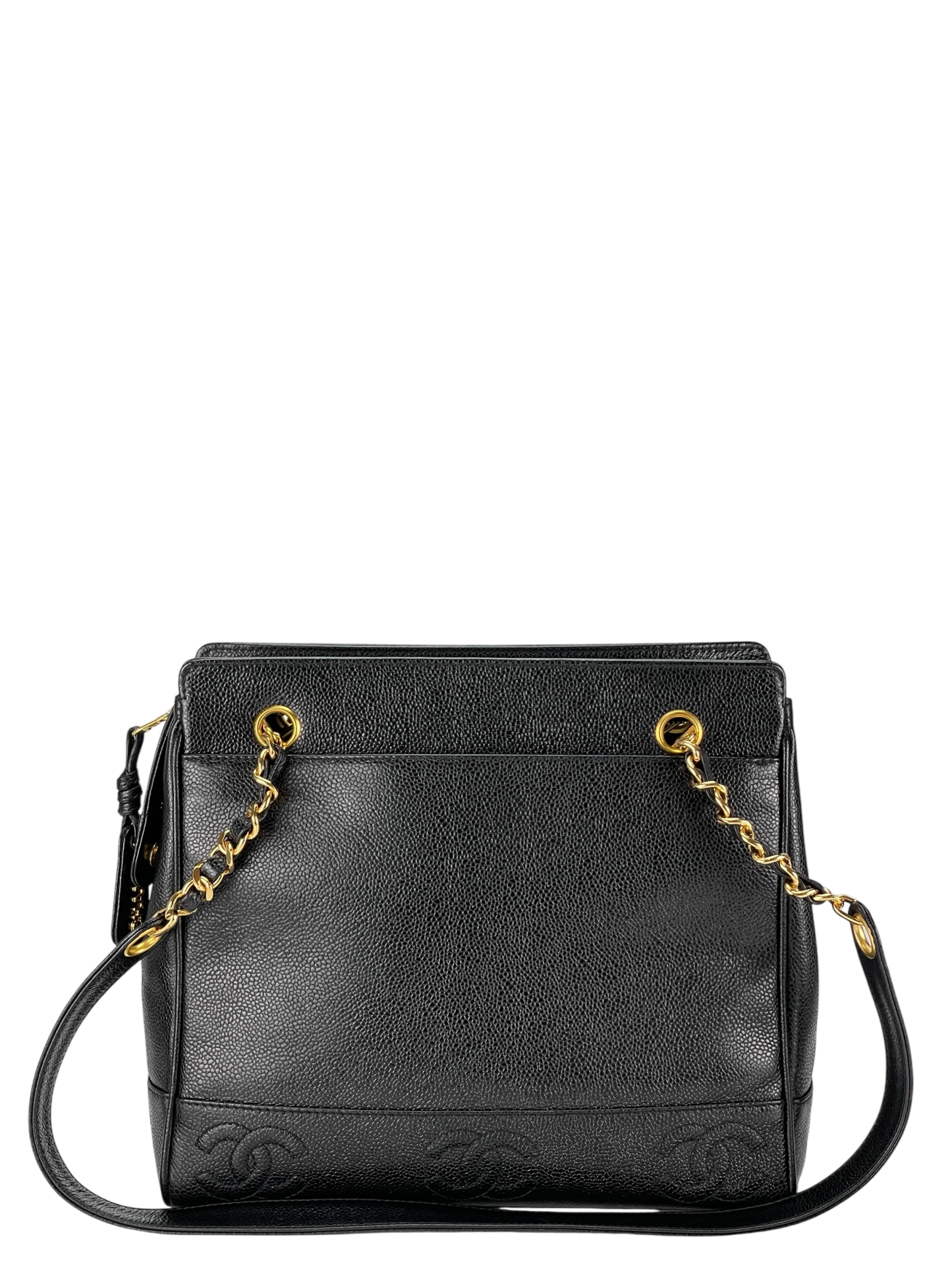 CHANEL - Black Caviar Leather Triple CC Shoulder Bag