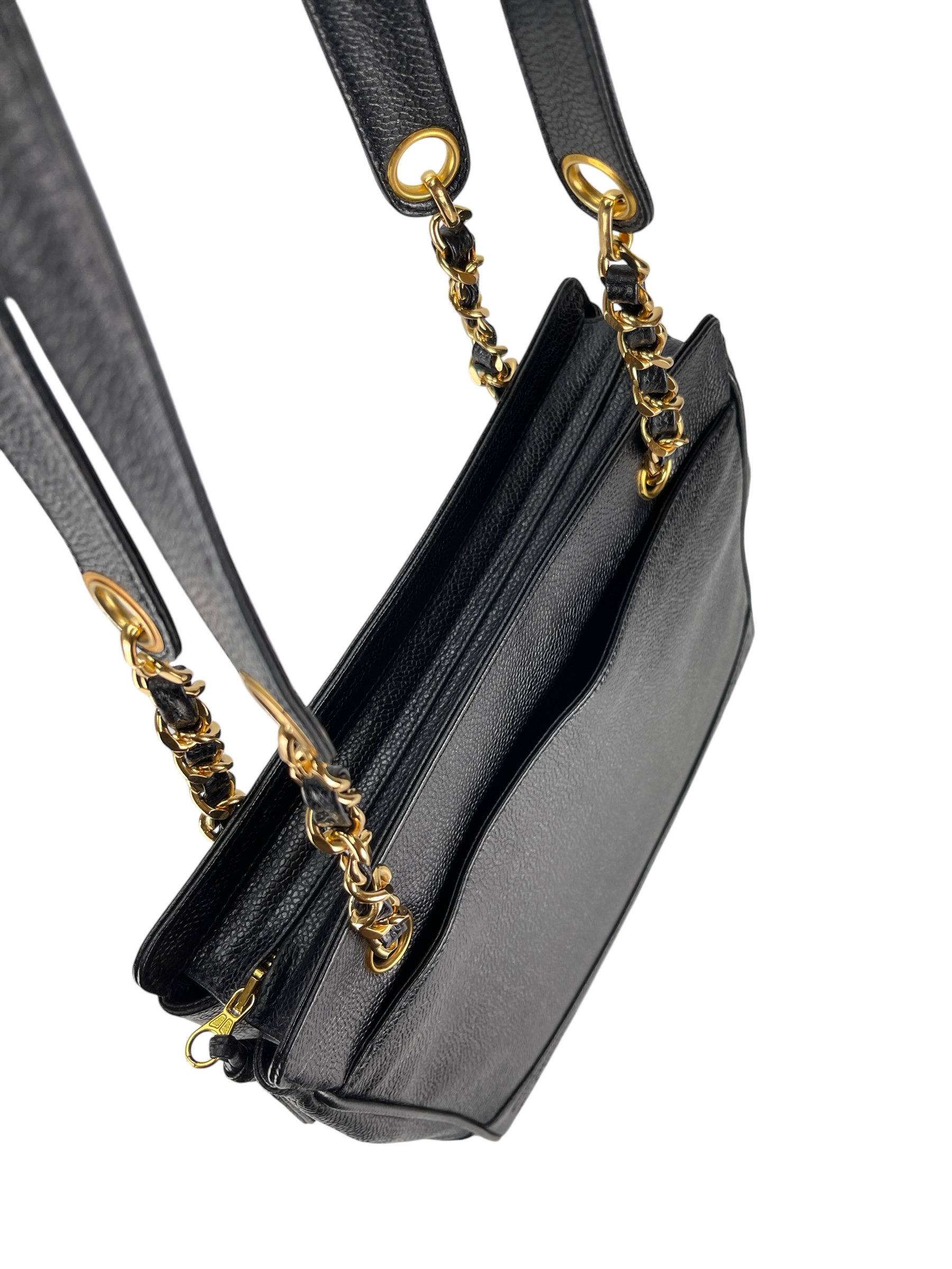 CHANEL - Black Caviar Leather Triple CC Shoulder Bag