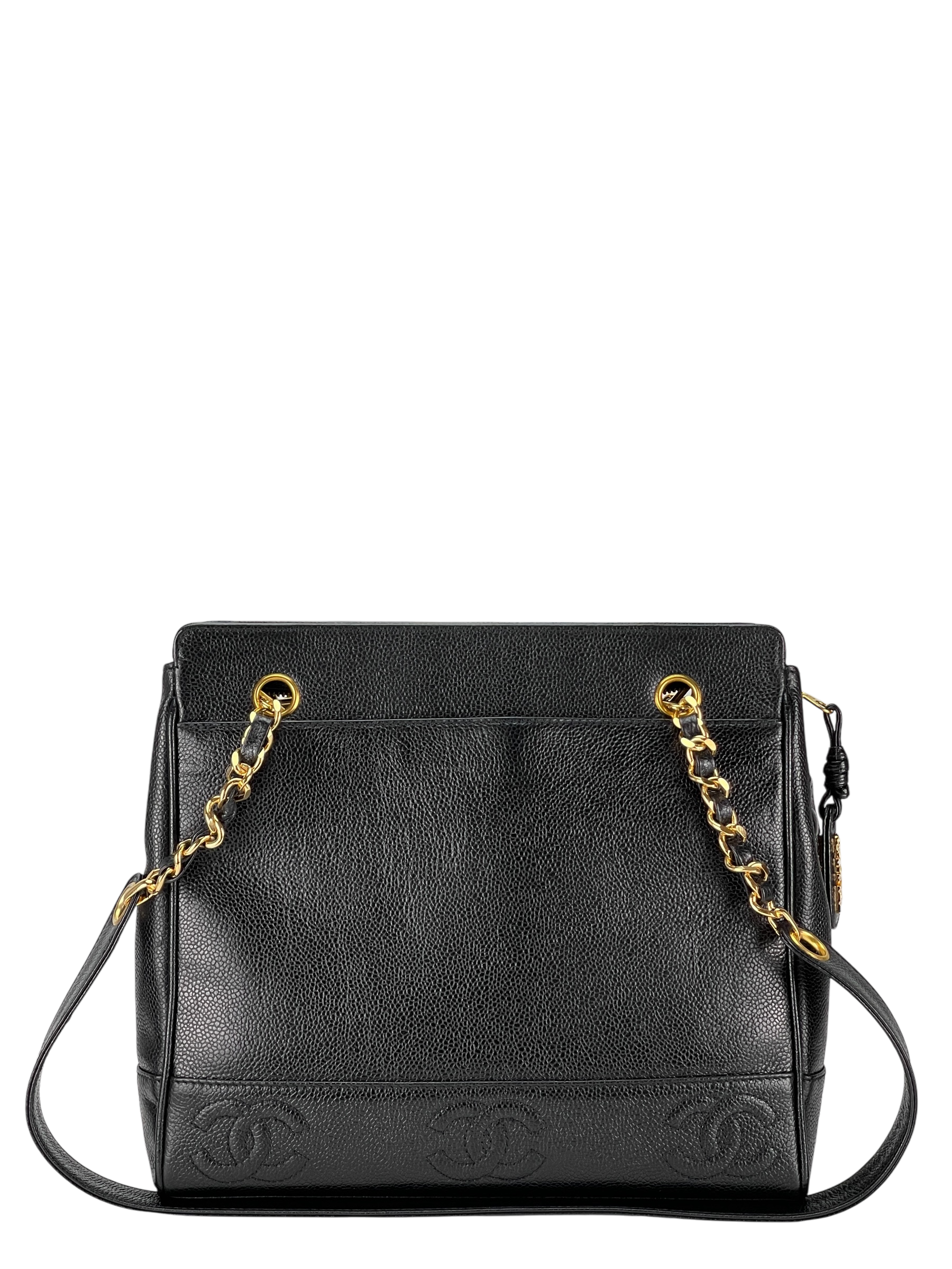 CHANEL - Black Caviar Leather Triple CC Shoulder Bag