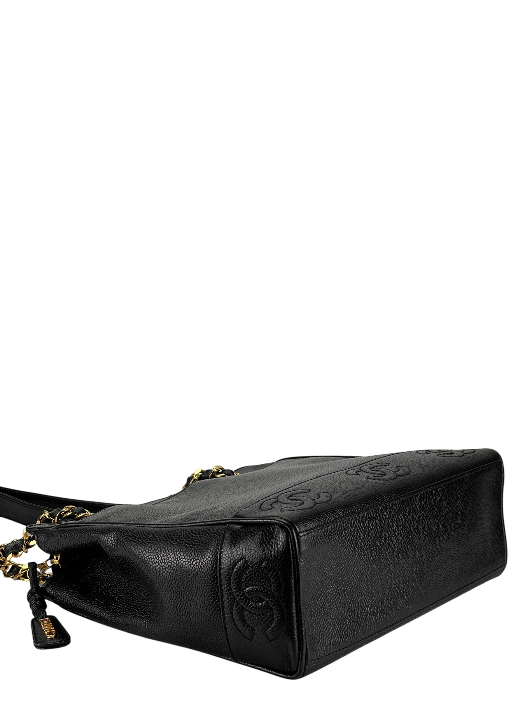 CHANEL - Black Caviar Leather Triple CC Shoulder Bag