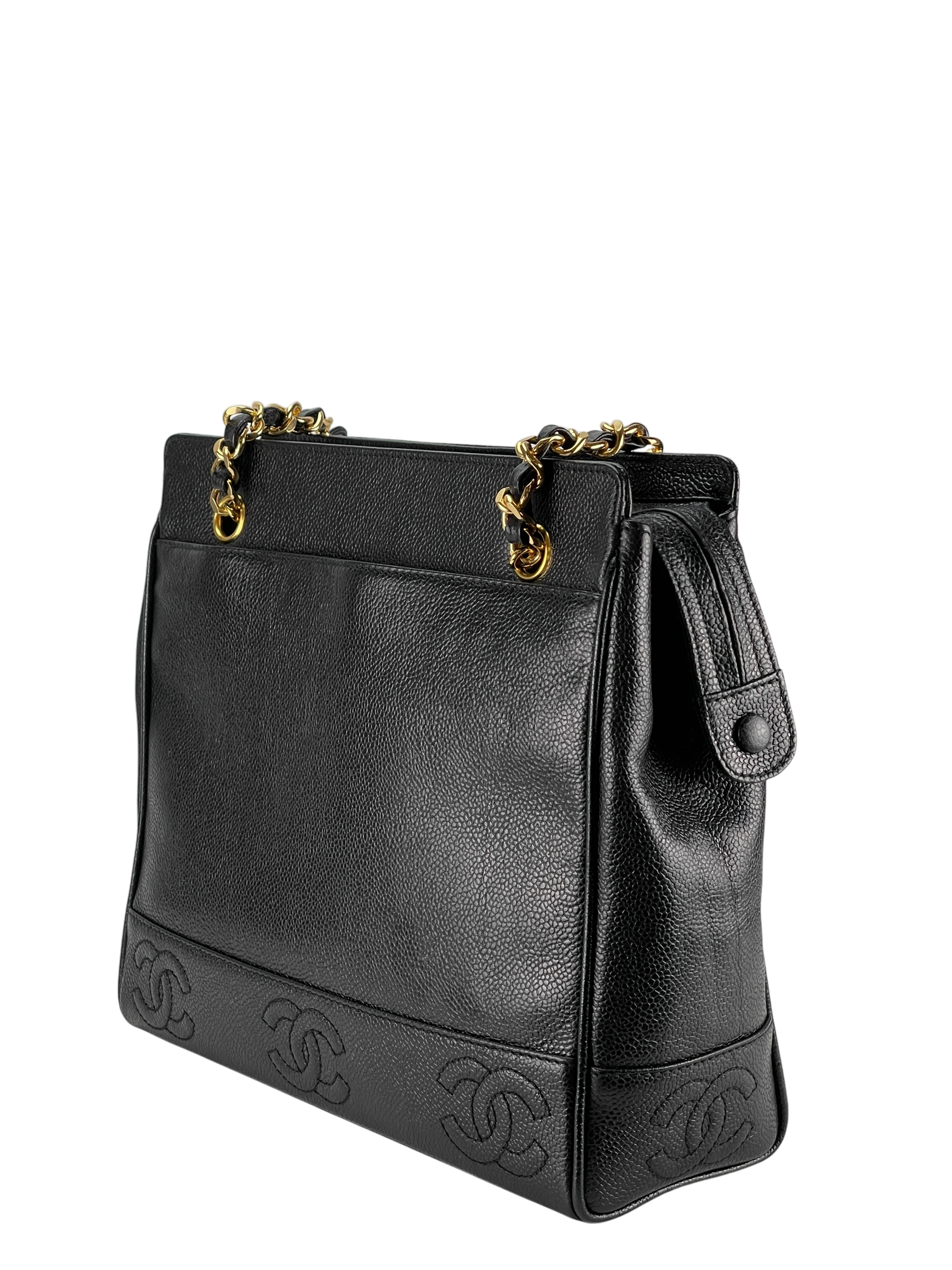 CHANEL - Black Caviar Leather Triple CC Shoulder Bag