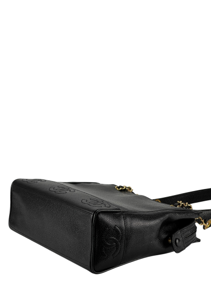 CHANEL - Black Caviar Leather Triple CC Shoulder Bag