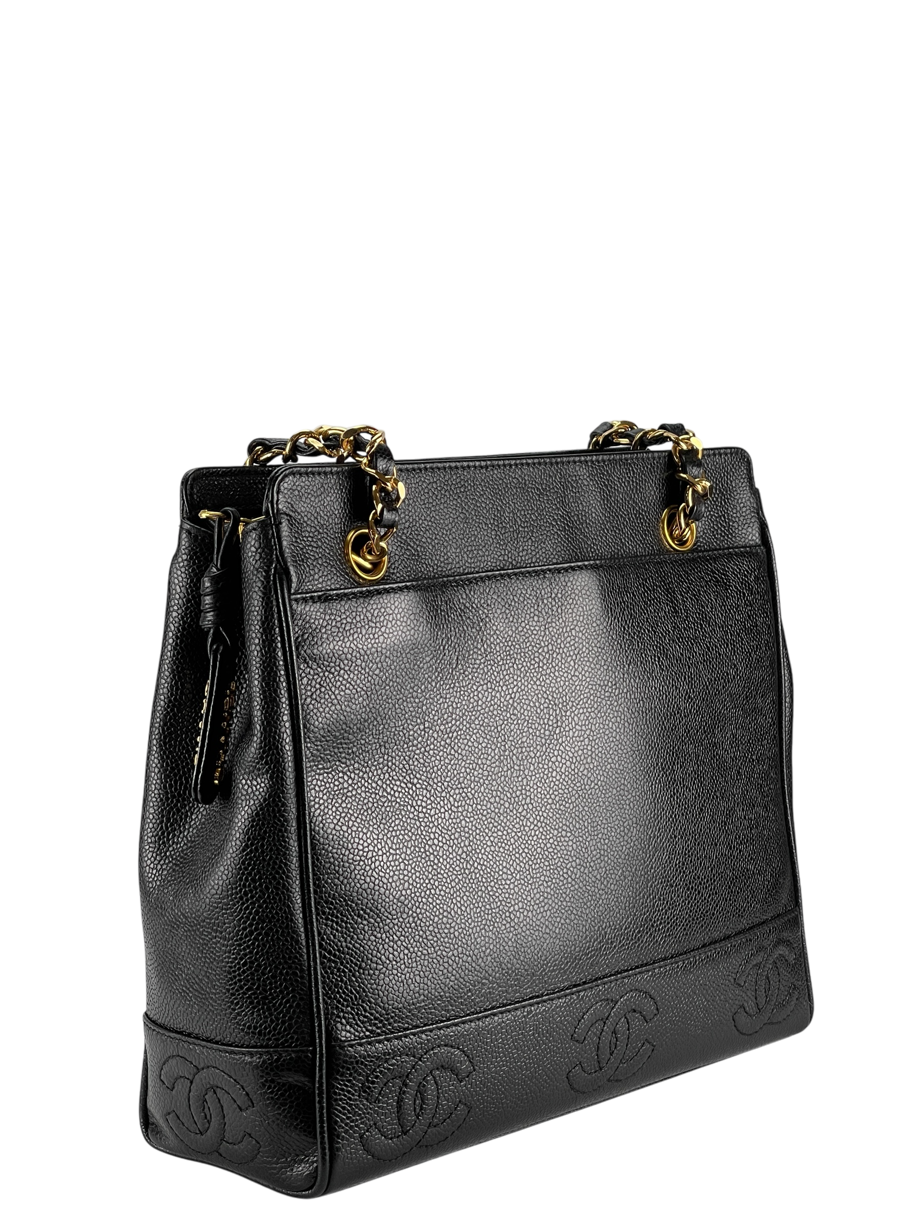 CHANEL - Black Caviar Leather Triple CC Shoulder Bag