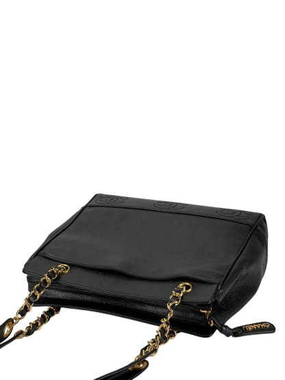 CHANEL - Black Caviar Leather Triple CC Shoulder Bag