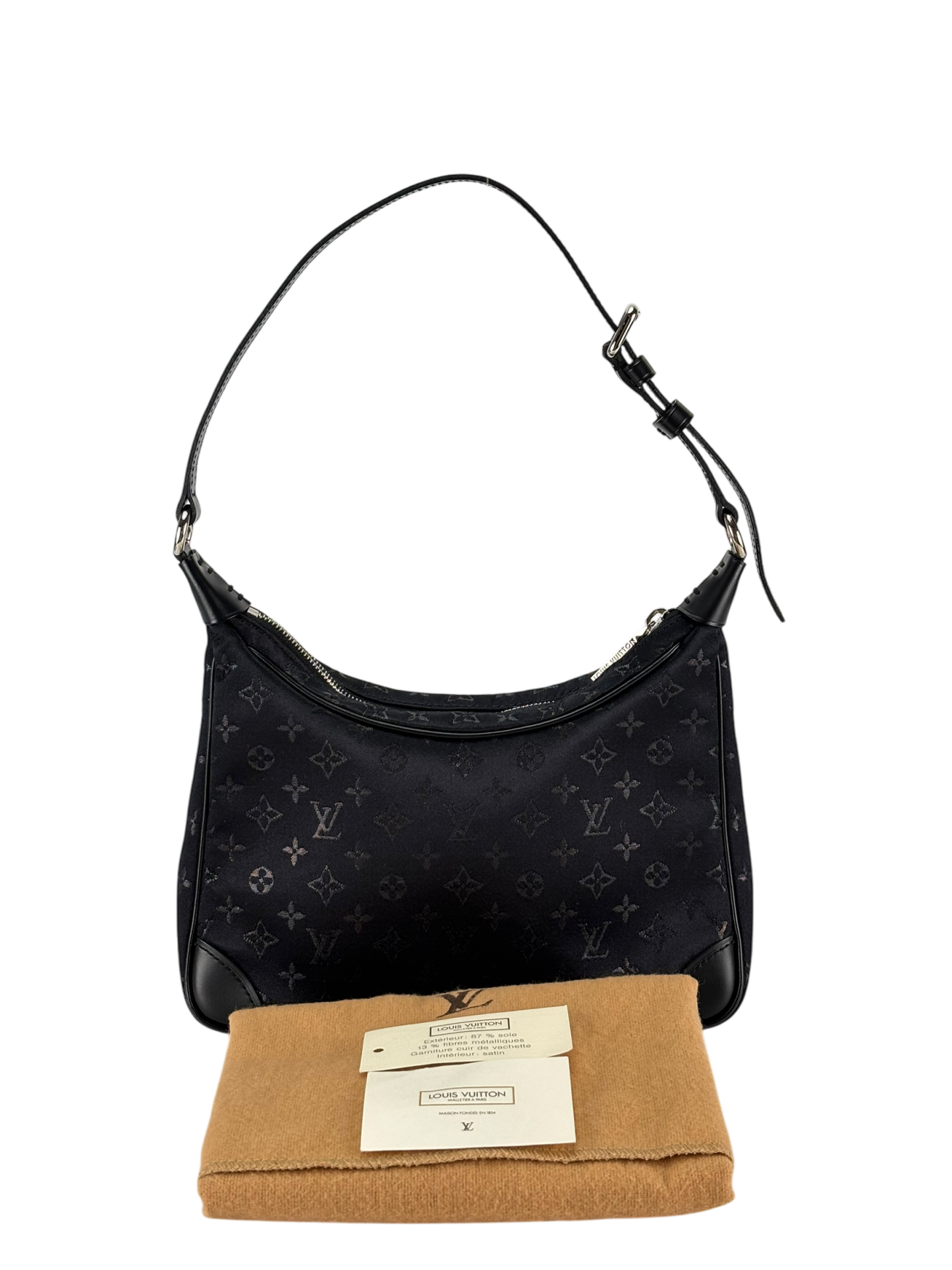 LOUIS VUITTON - Black Monogram Silk Satin Monogram Mini Boulogne Bag