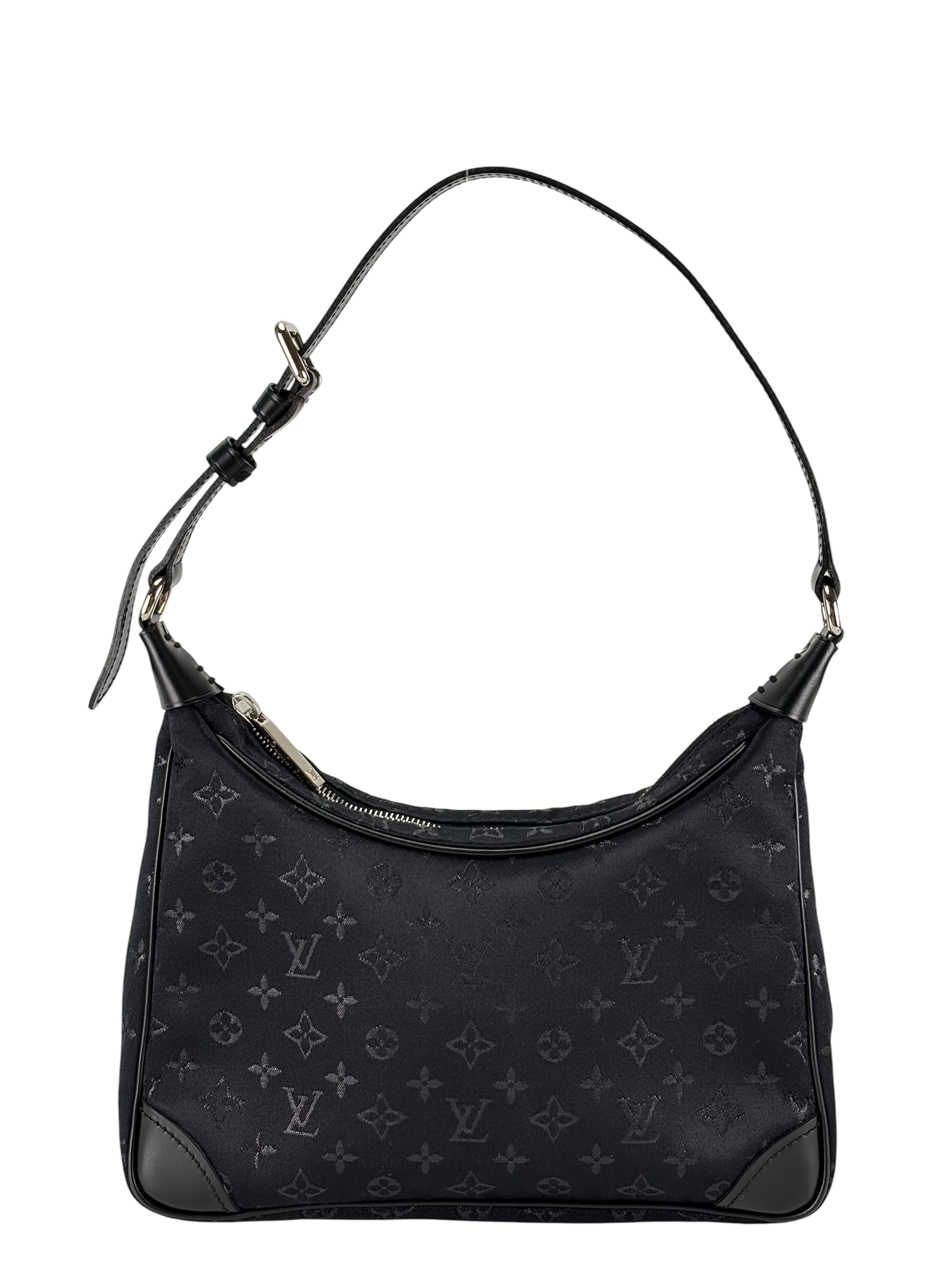 LOUIS VUITTON - Black Monogram Silk Satin Monogram Mini Boulogne Bag