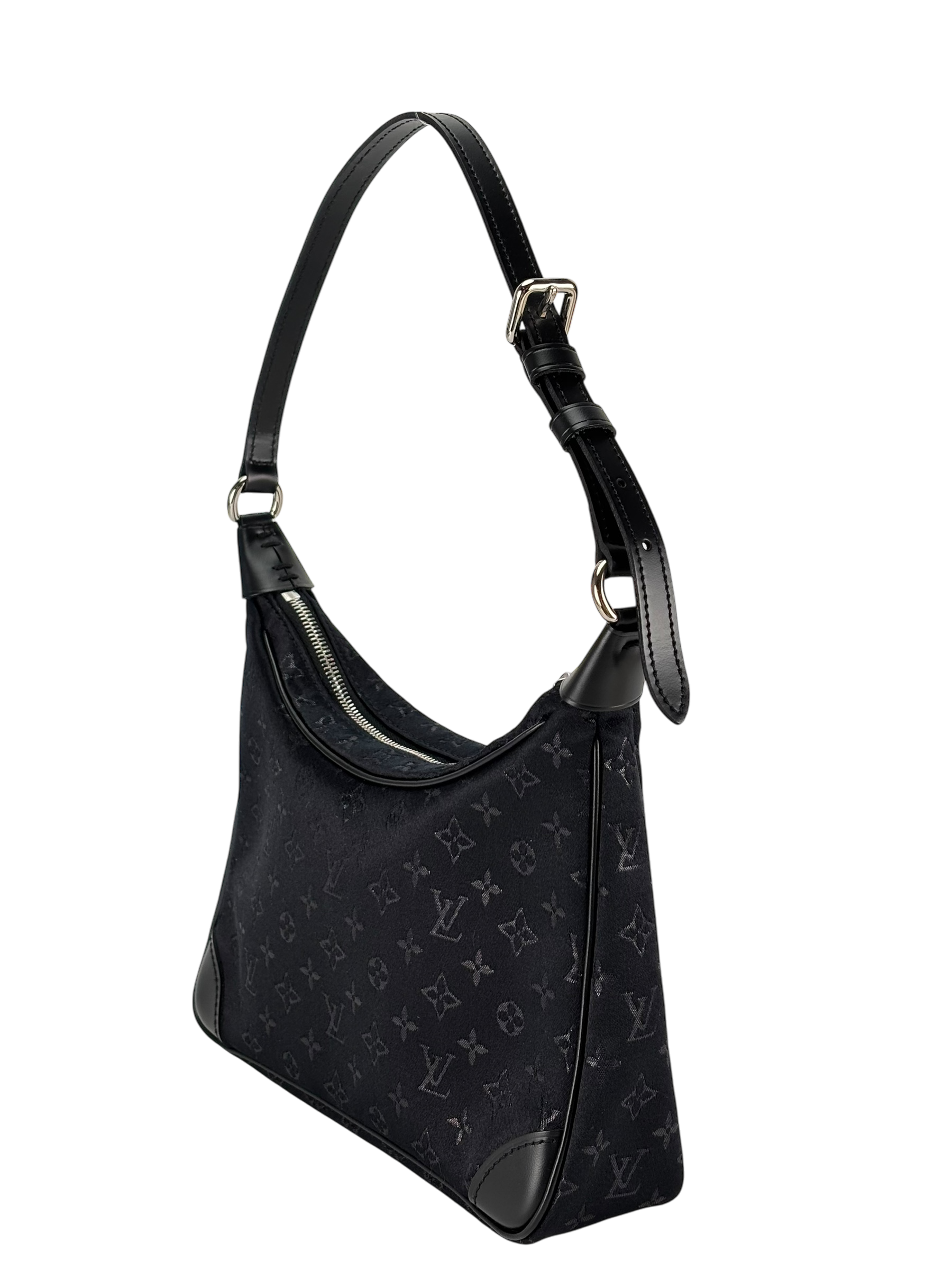 LOUIS VUITTON - Black Monogram Silk Satin Monogram Mini Boulogne Bag