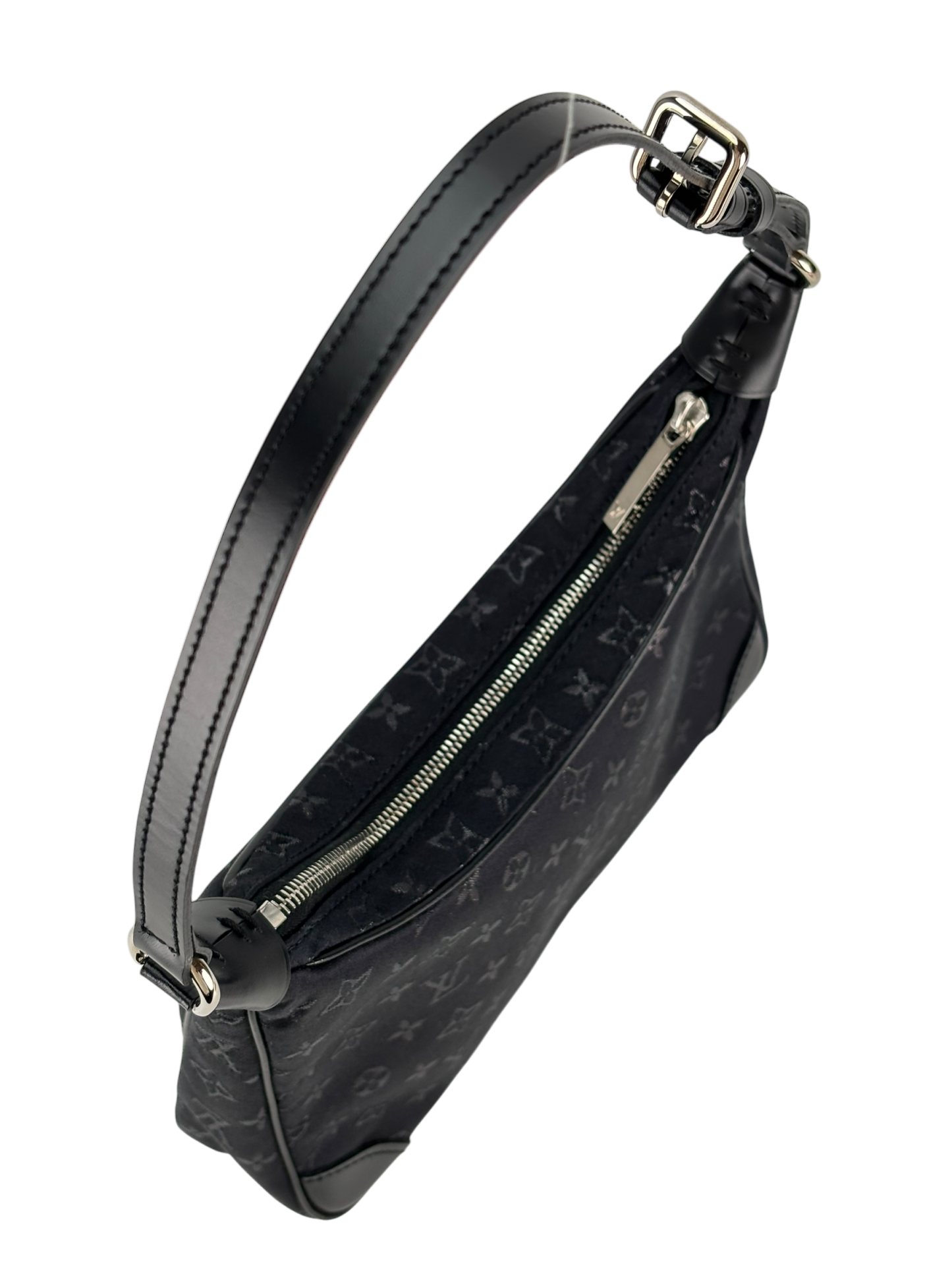 LOUIS VUITTON - Black Monogram Silk Satin Monogram Mini Boulogne Bag