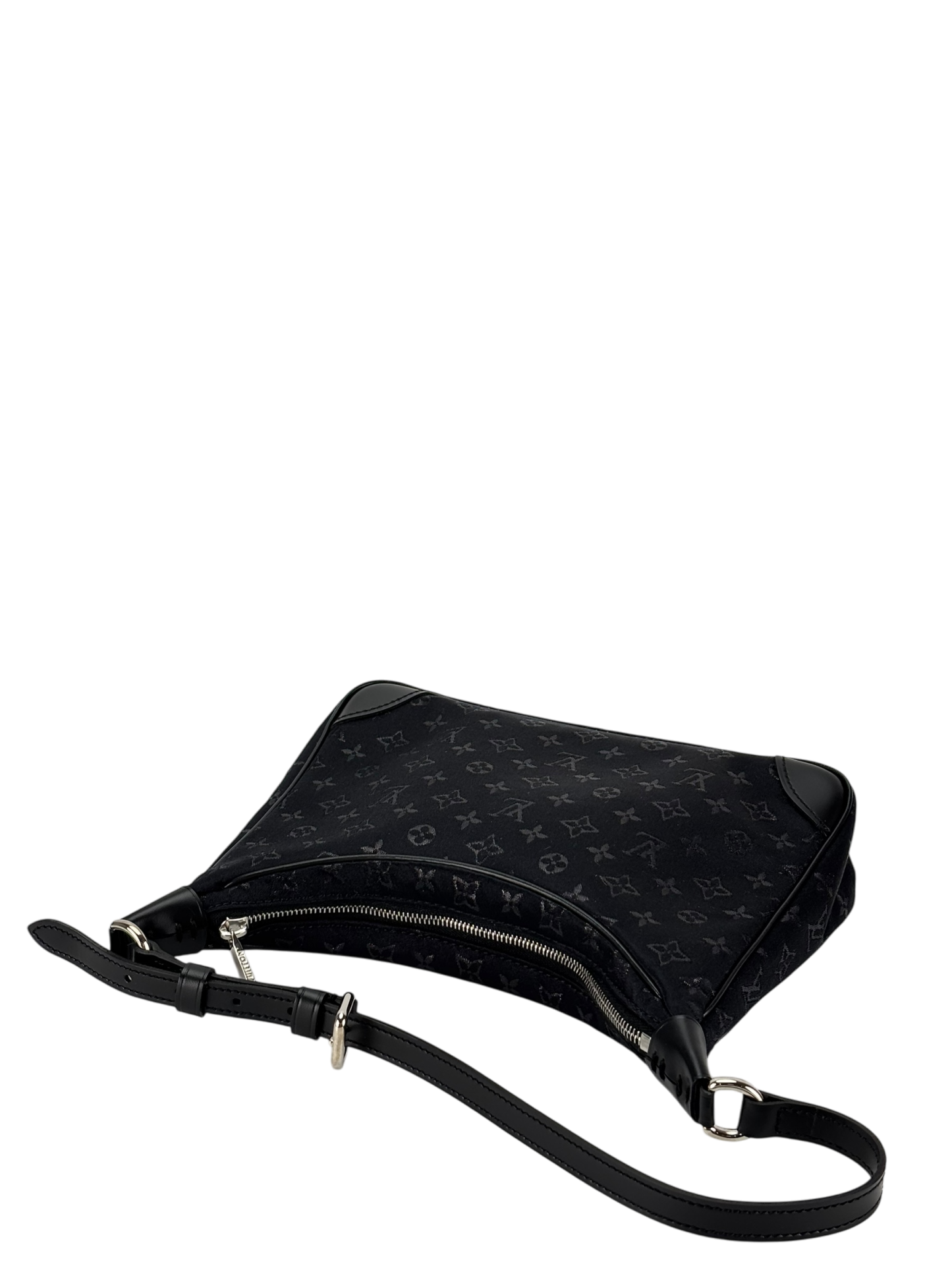LOUIS VUITTON - Black Monogram Silk Satin Monogram Mini Boulogne Bag