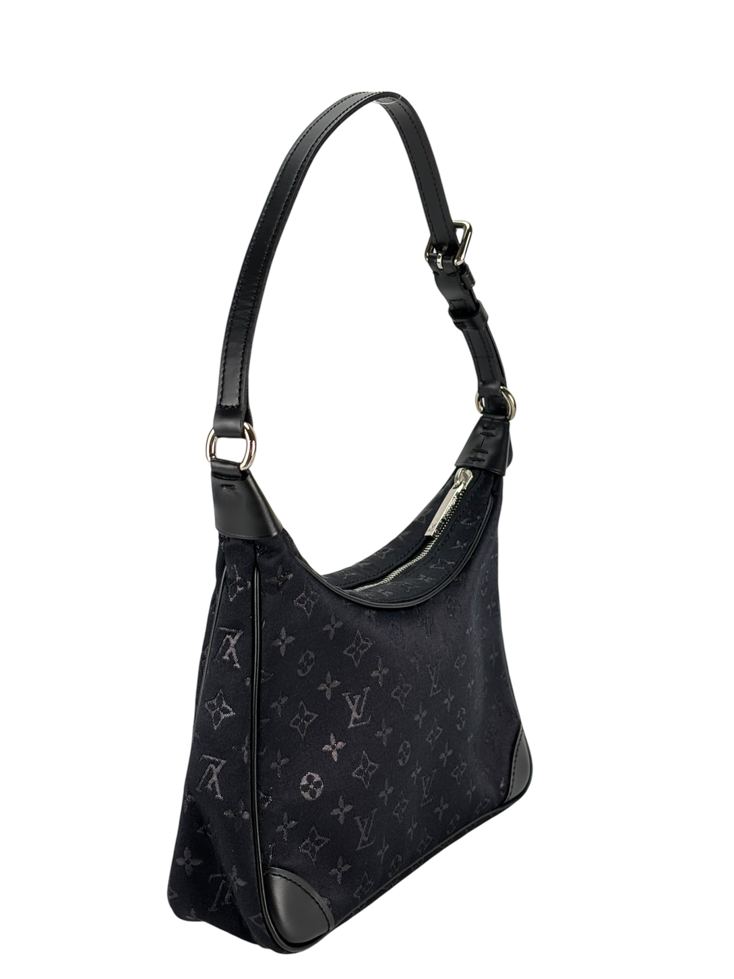 LOUIS VUITTON - Black Monogram Silk Satin Monogram Mini Boulogne Bag