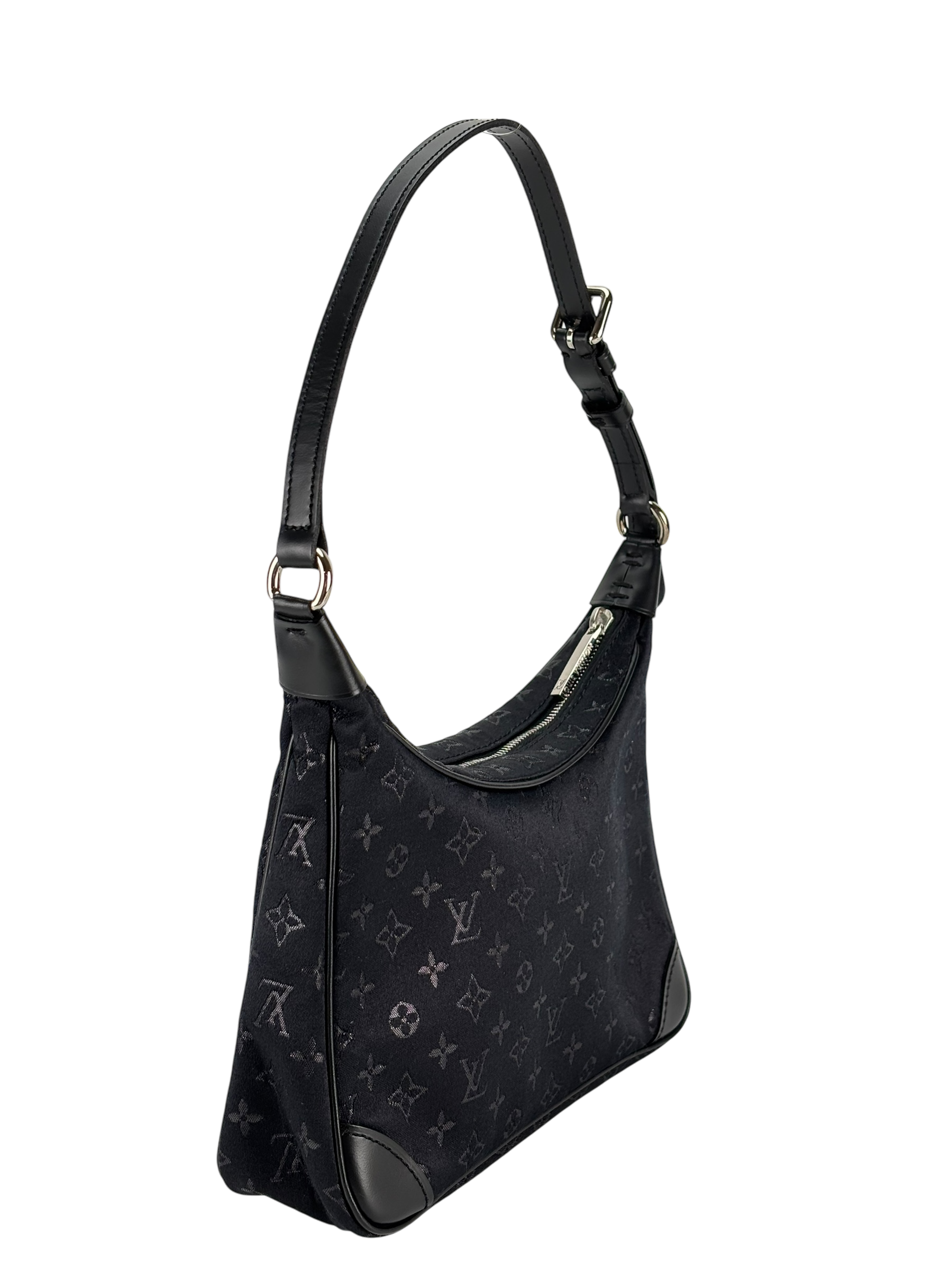 LOUIS VUITTON - Black Monogram Silk Satin Monogram Mini Boulogne Bag