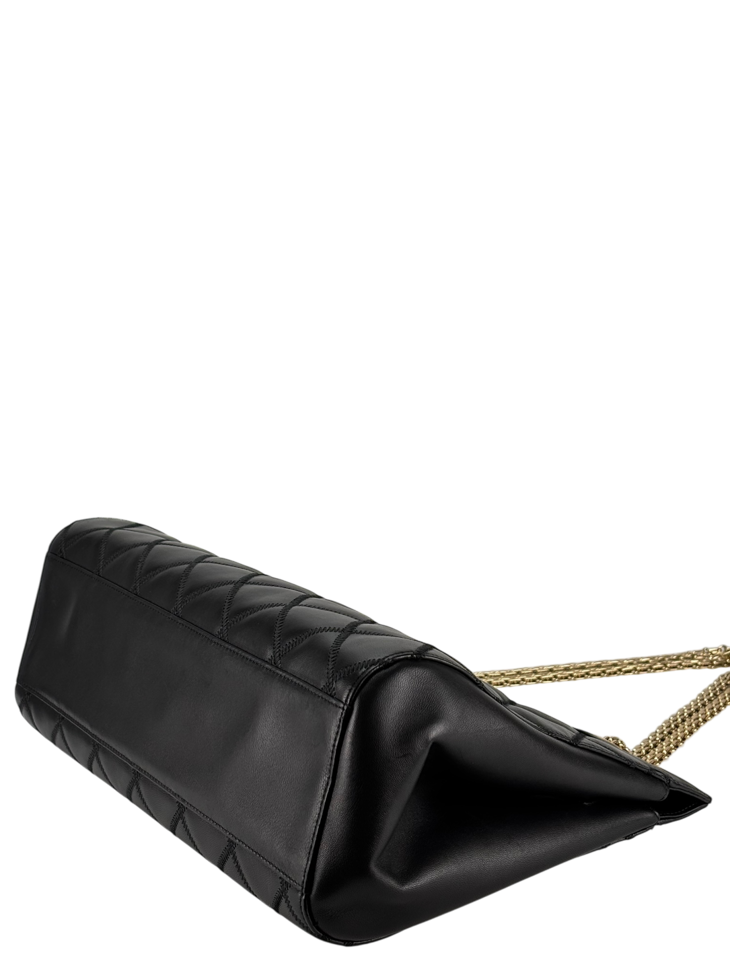 CHANEL - Black Lambskin Coco Mark Plate Chain Tote Bag