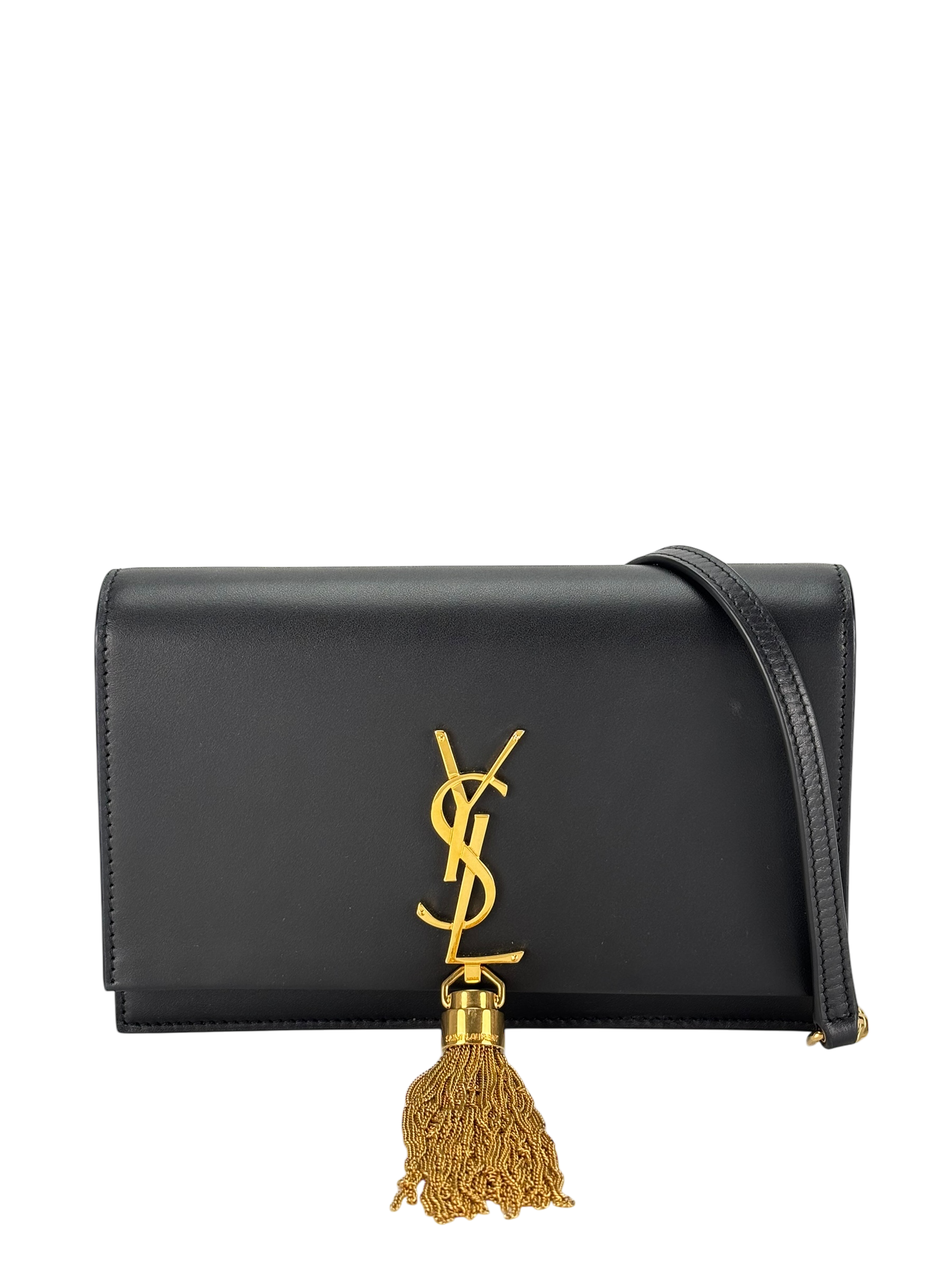 YSL - Black Calfskin Smooth Classic Kate Tassel Chain Wallet Bag
