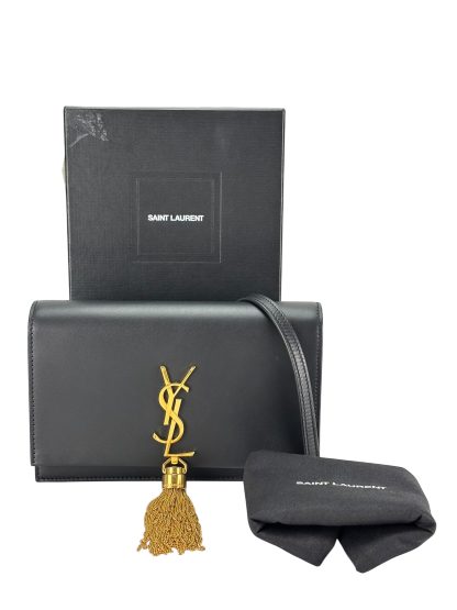 YSL - Black Calfskin Smooth Classic Kate Tassel Chain Wallet Bag