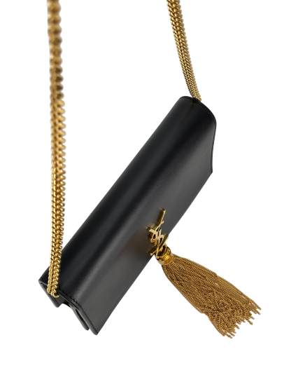 YSL - Black Calfskin Smooth Classic Kate Tassel Chain Wallet Bag