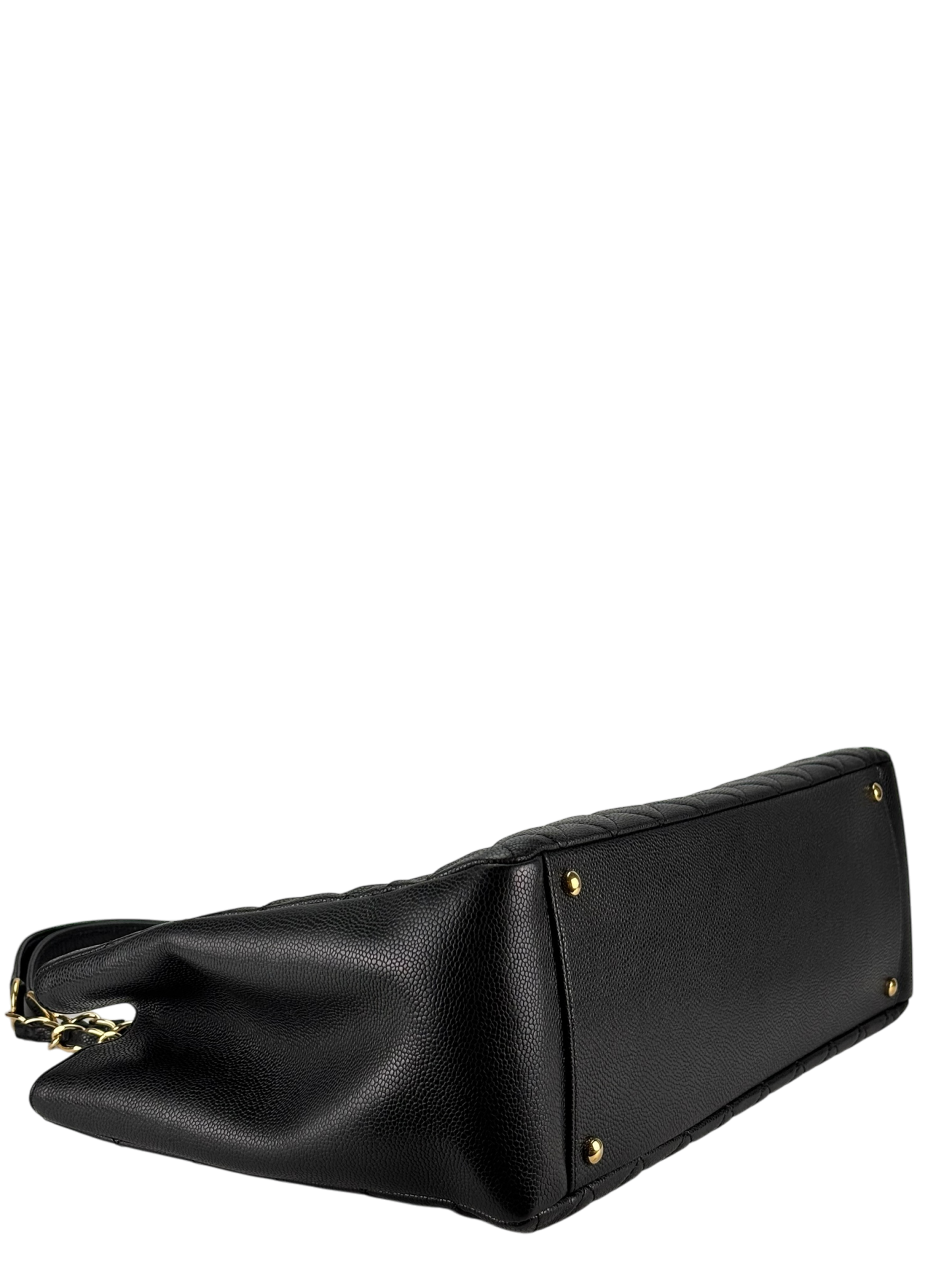 CHANEL - Black Caviar XL Quilted Grand Shopping Tote GST Gold Hardware