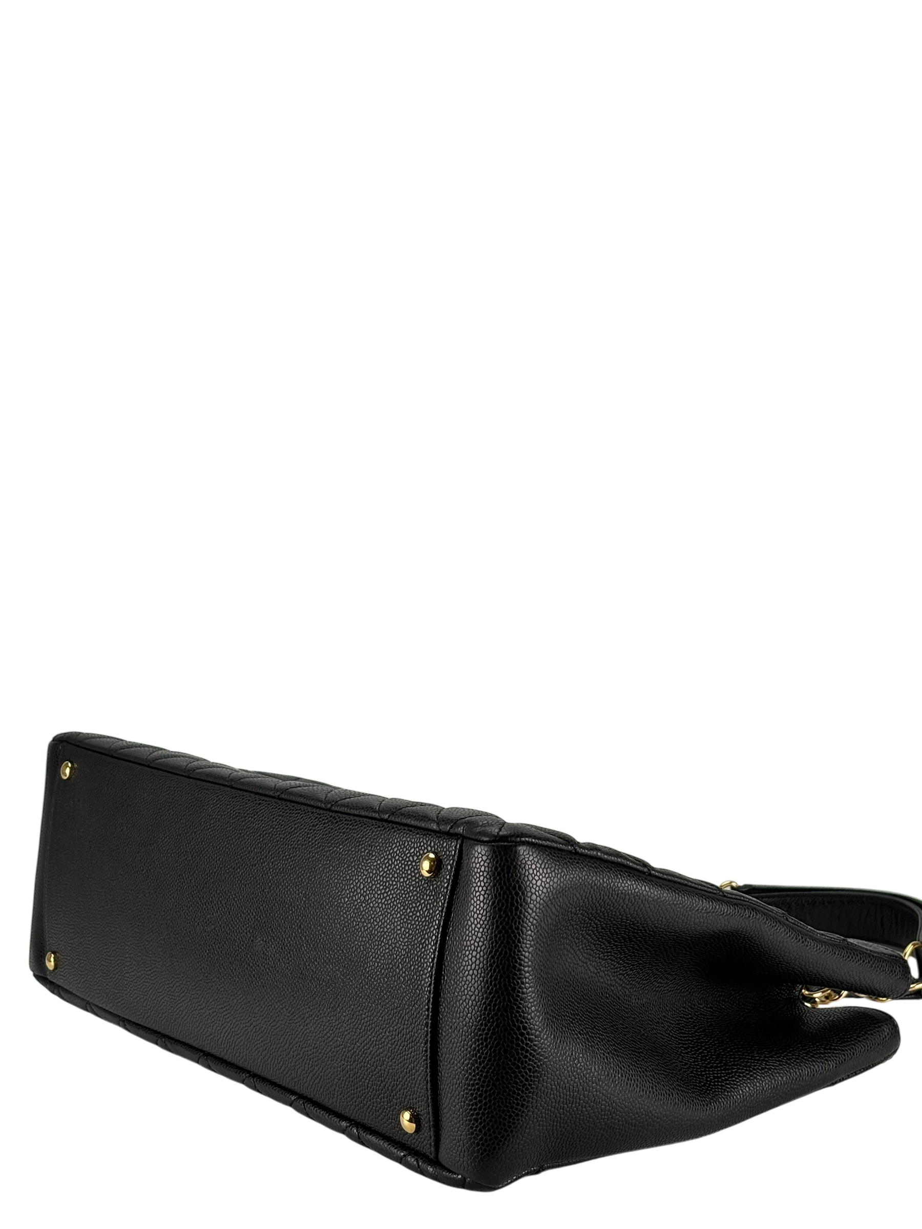 CHANEL - Black Caviar XL Quilted Grand Shopping Tote GST Gold Hardware